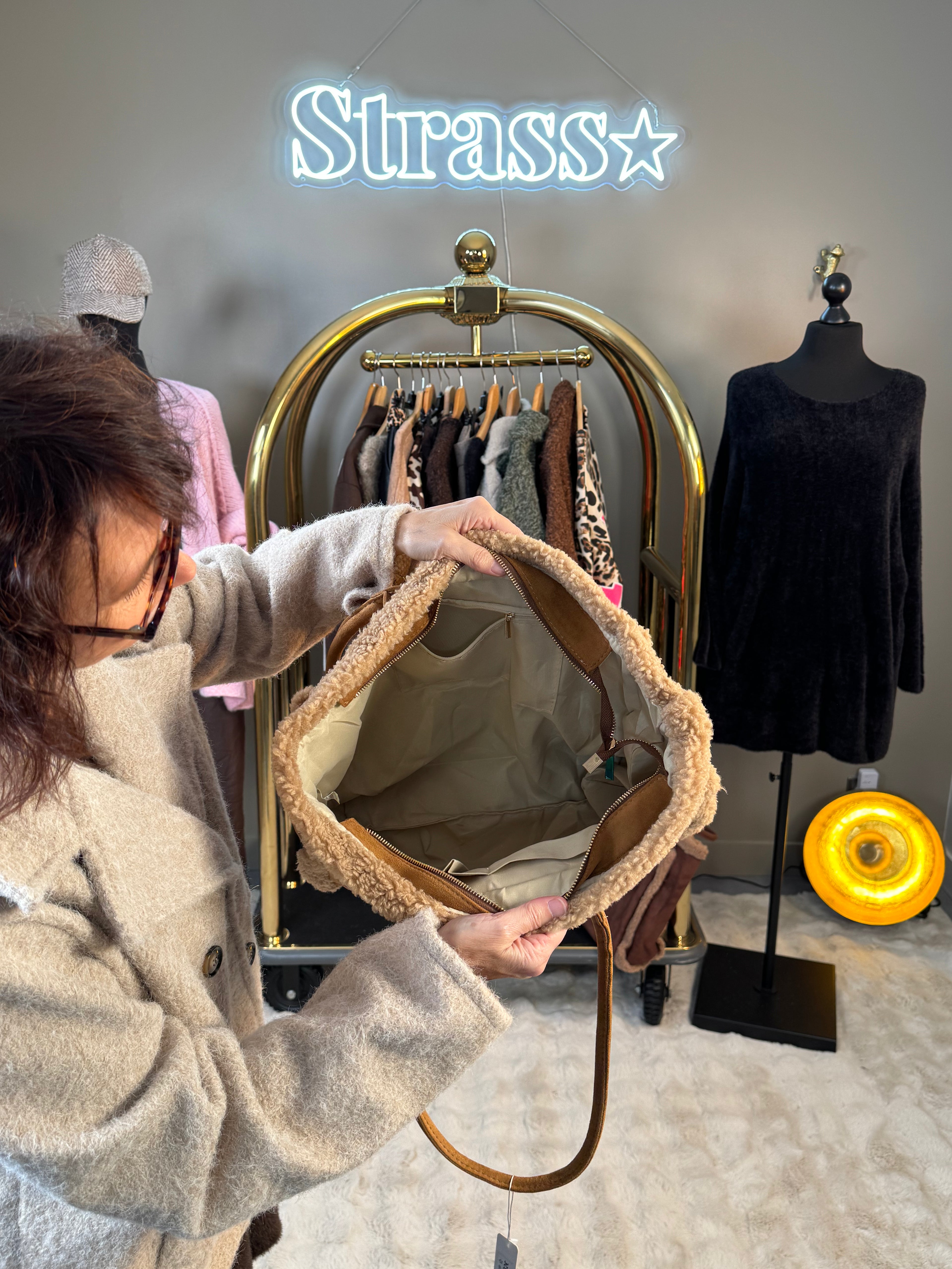 Sac Cabas Mouton Retourné Camel