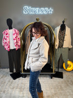 Veste 4 Boutons Laine Rase Beige