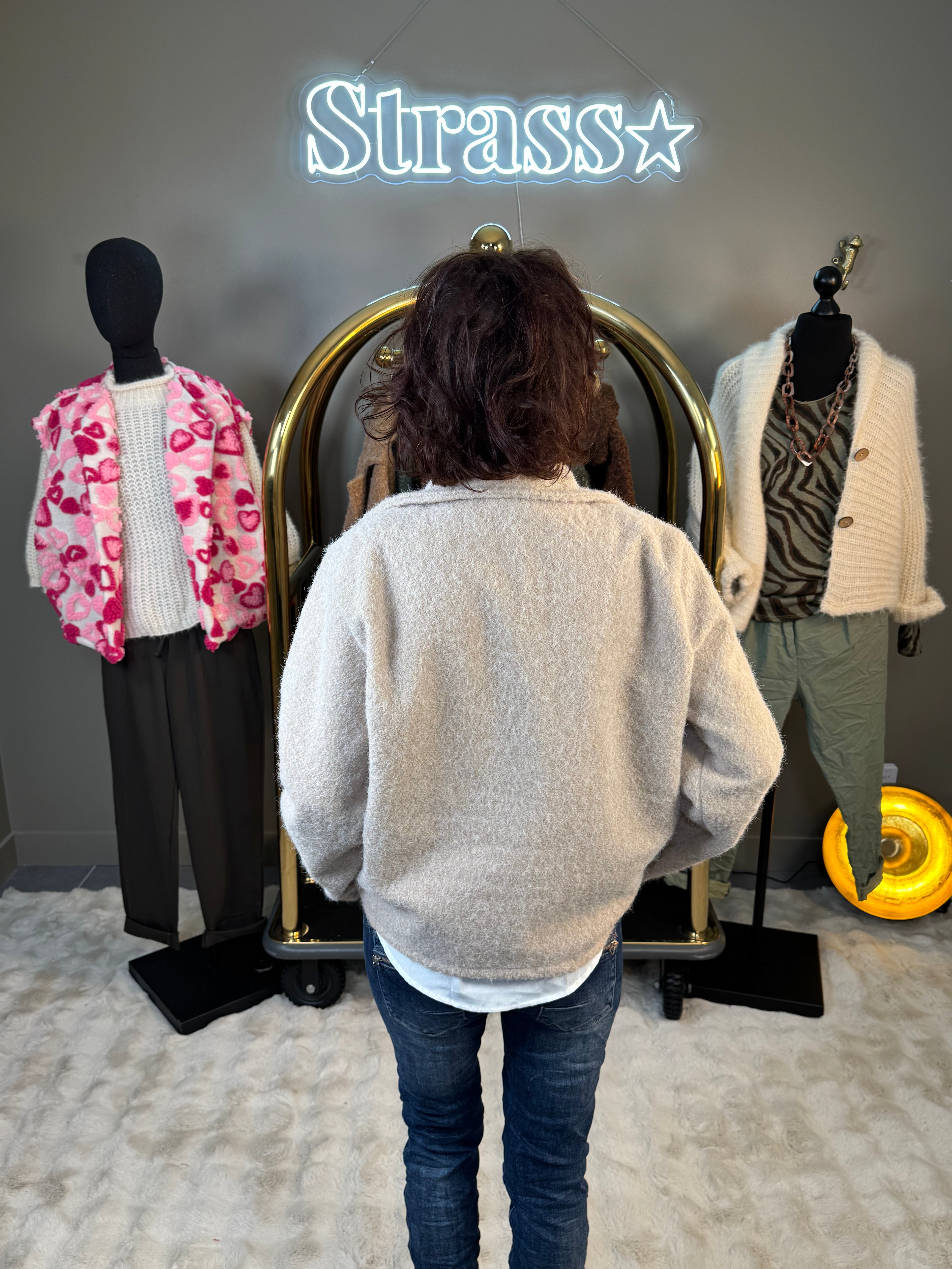 Veste 4 Boutons Laine Rase Beige