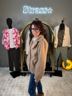 Veste 4 Boutons Laine Rase Camel