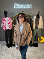 Veste 4 Boutons Laine Rase Camel