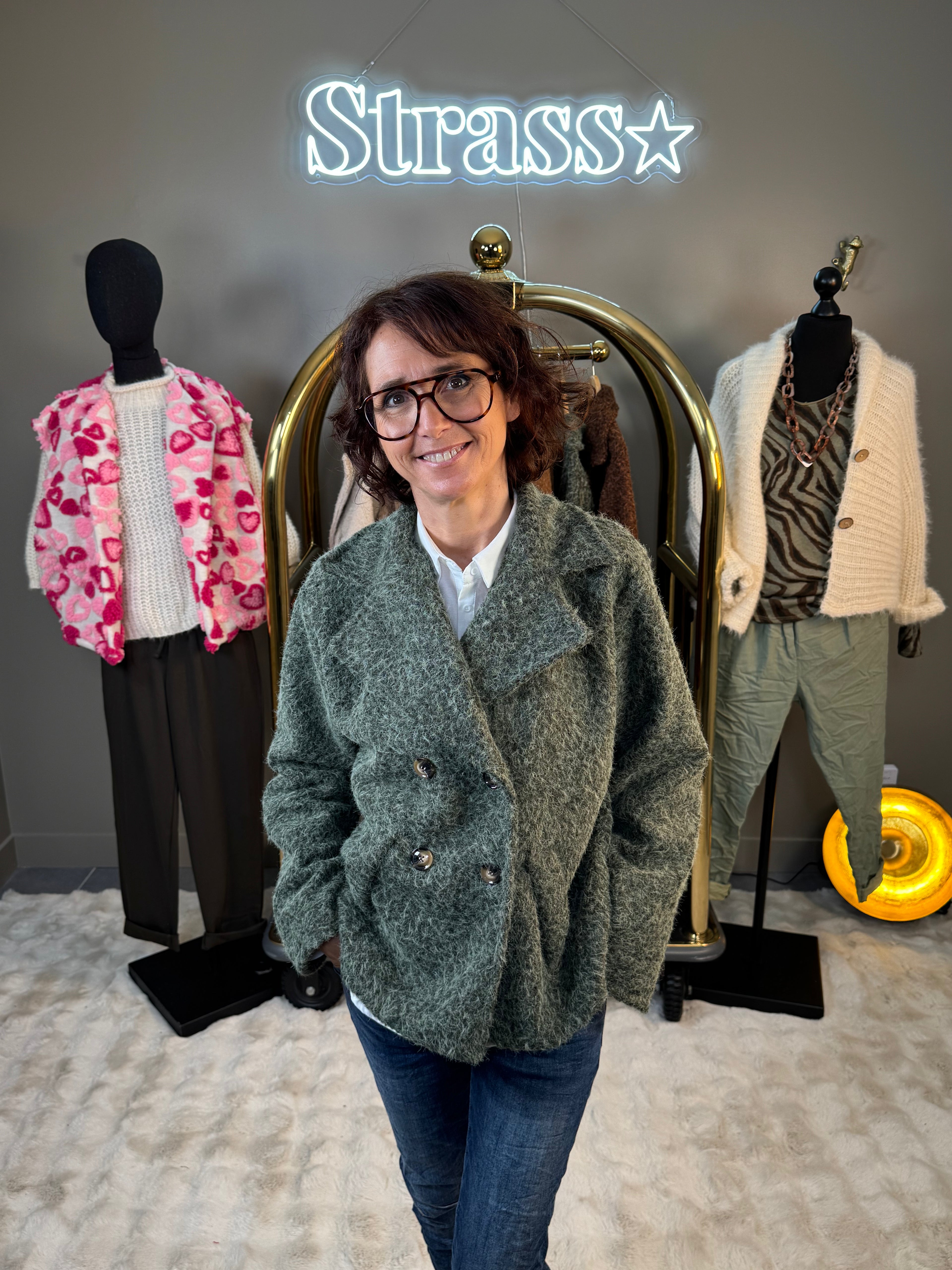 Veste 4 Boutons Laine Rase Kaki