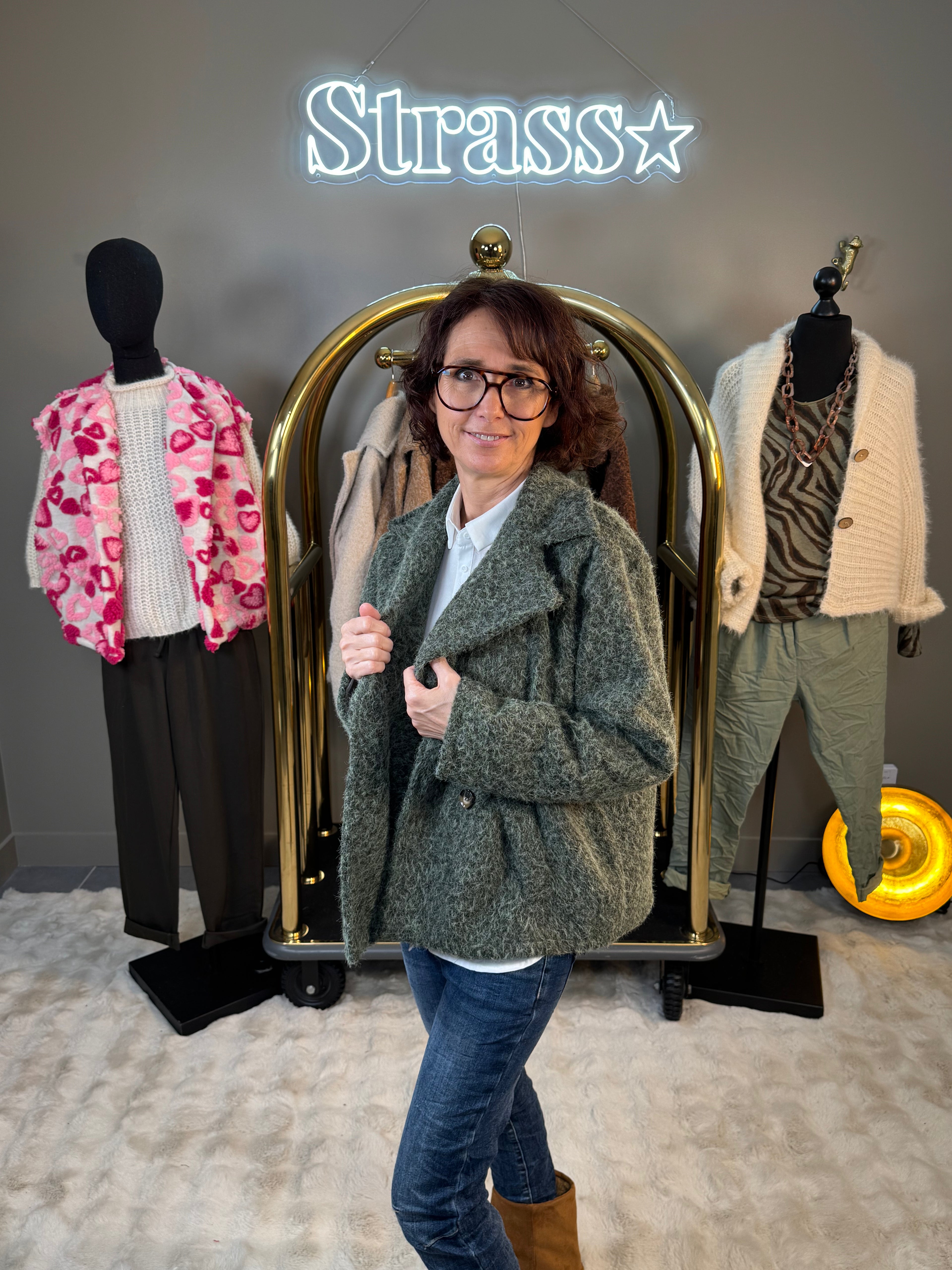 Veste 4 Boutons Laine Rase Kaki