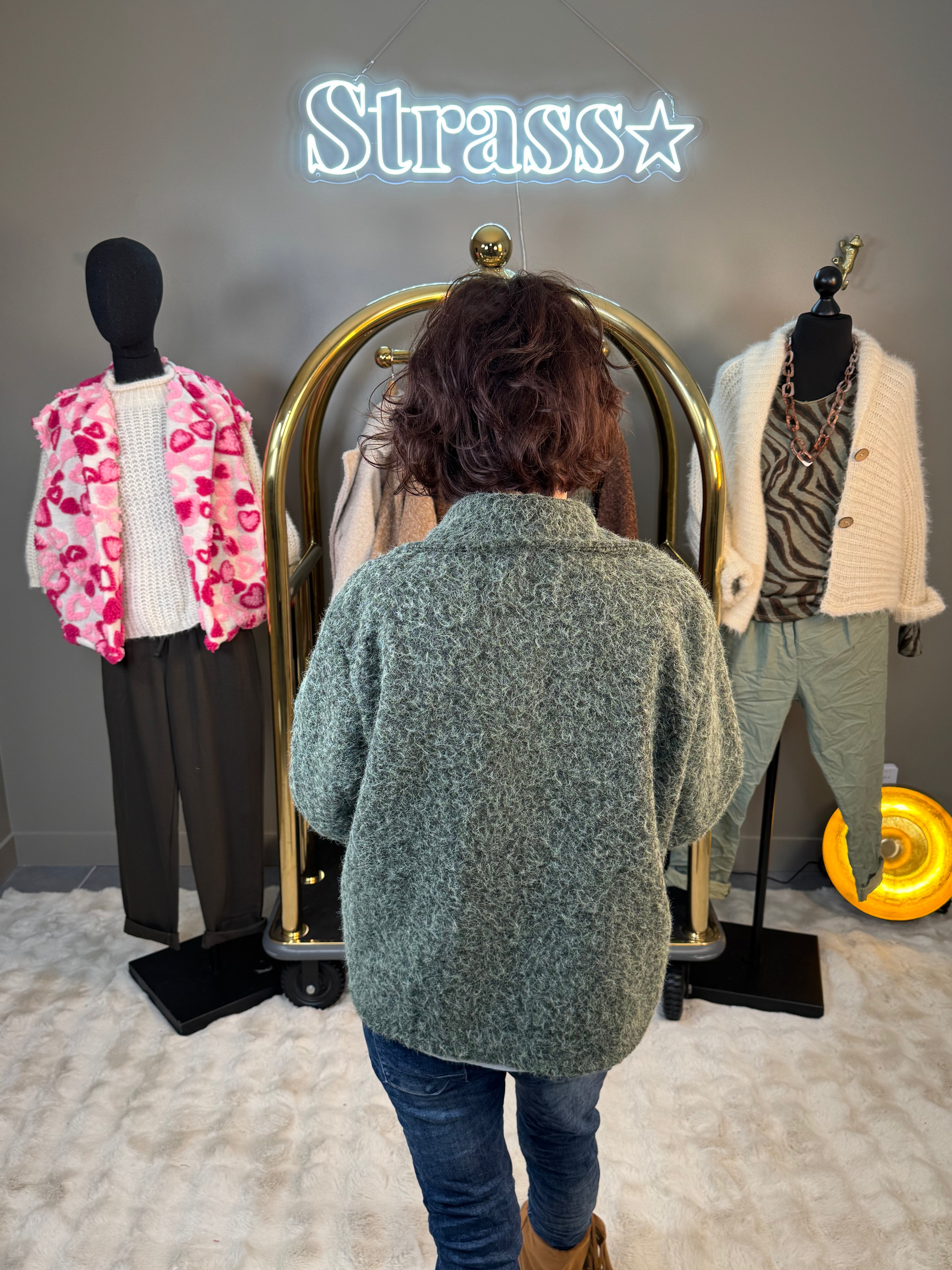 Veste 4 Boutons Laine Rase Kaki