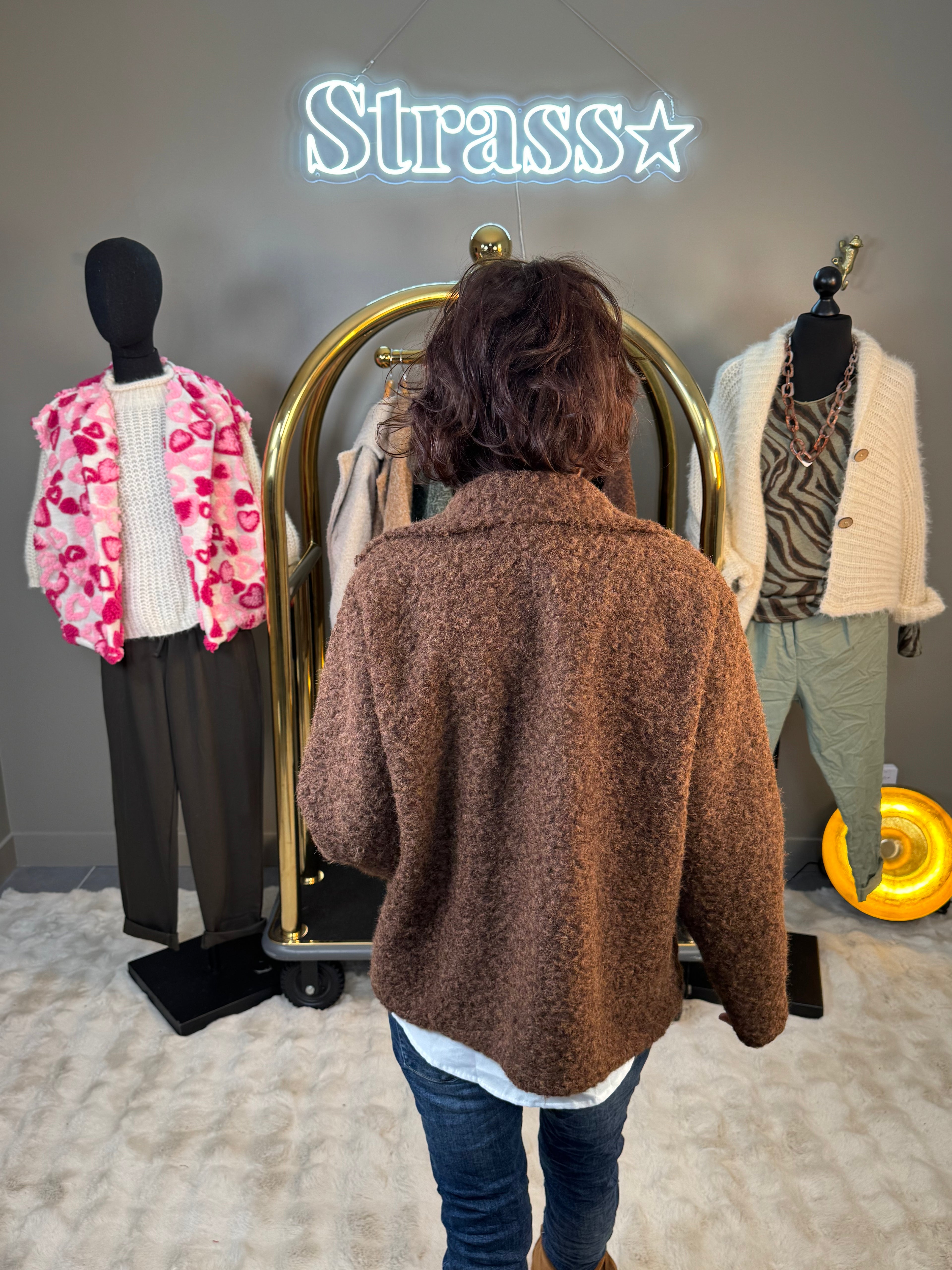 Veste 4 Boutons Laine Rase Choco