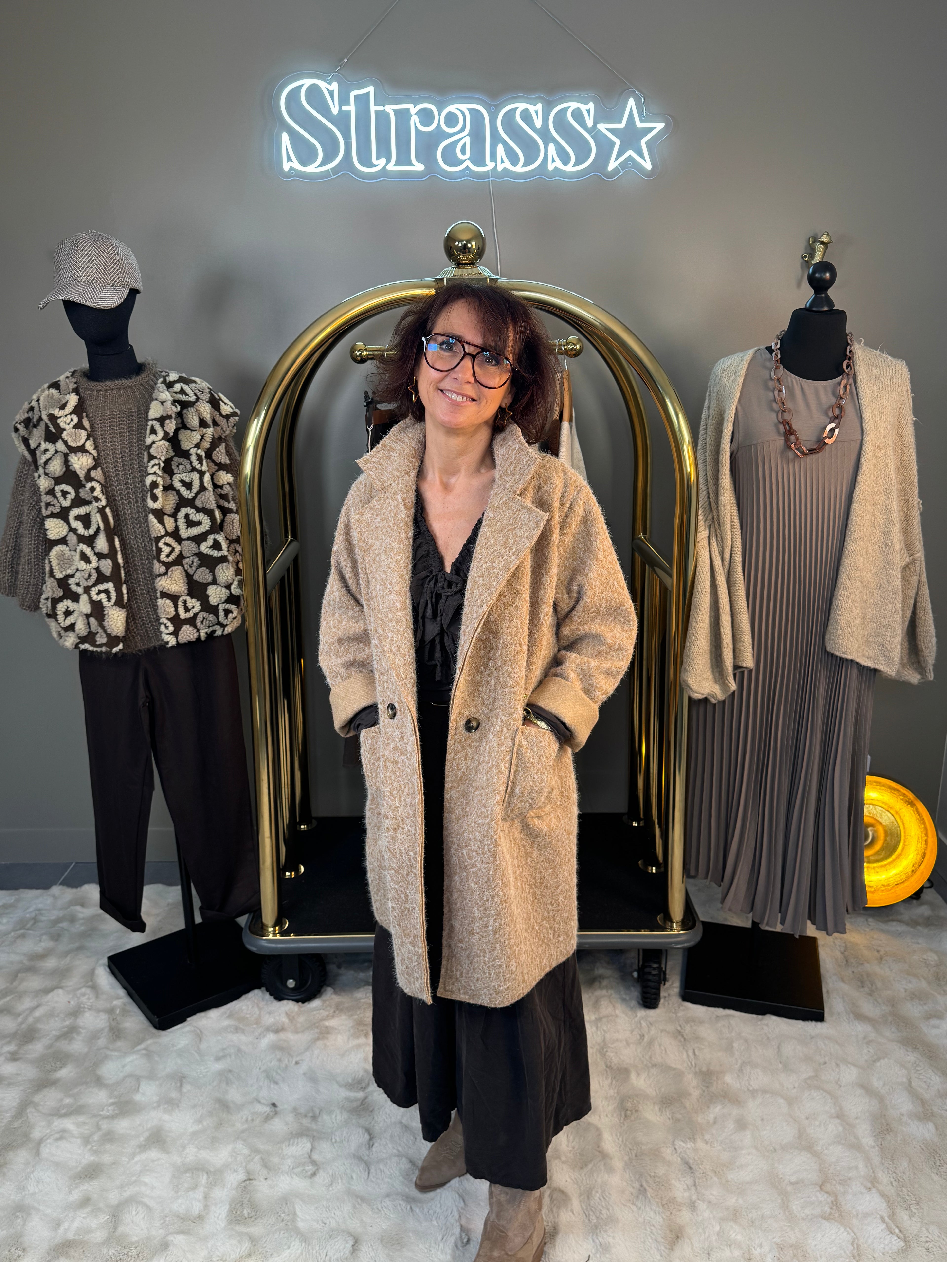 Manteau Laine Rase Camel