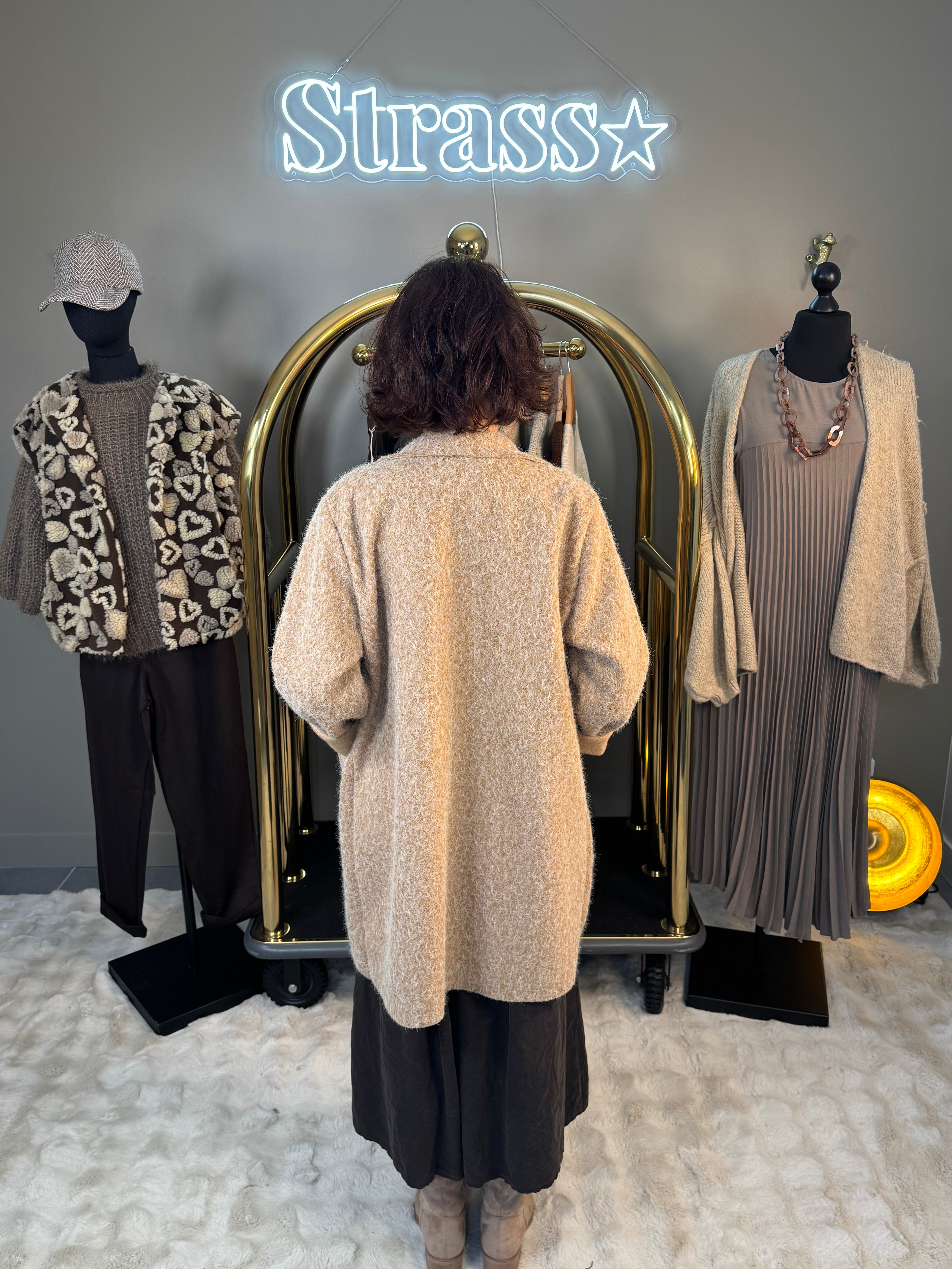 Manteau Laine Rase Camel