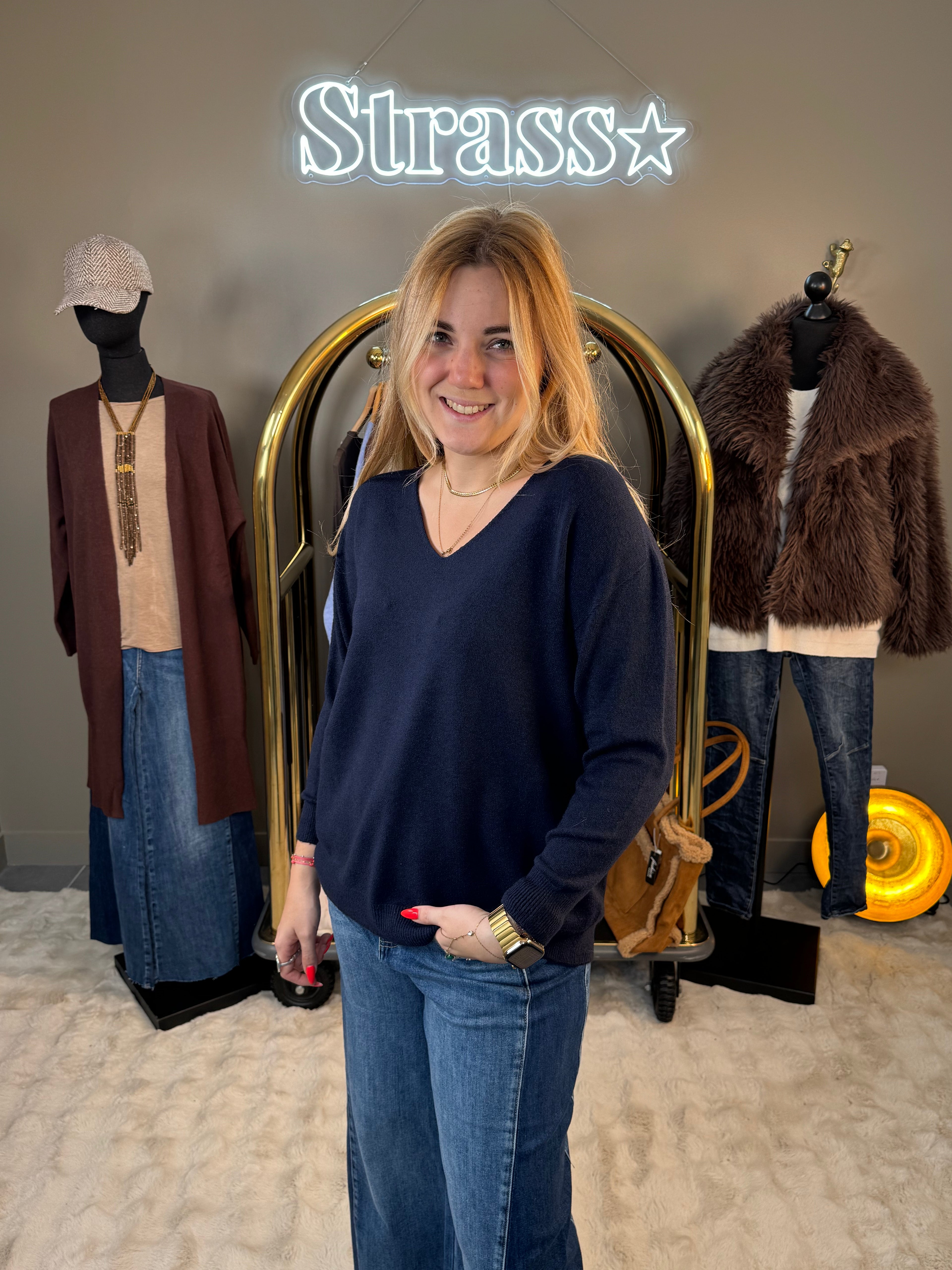 Pull Max V Bleu Marine