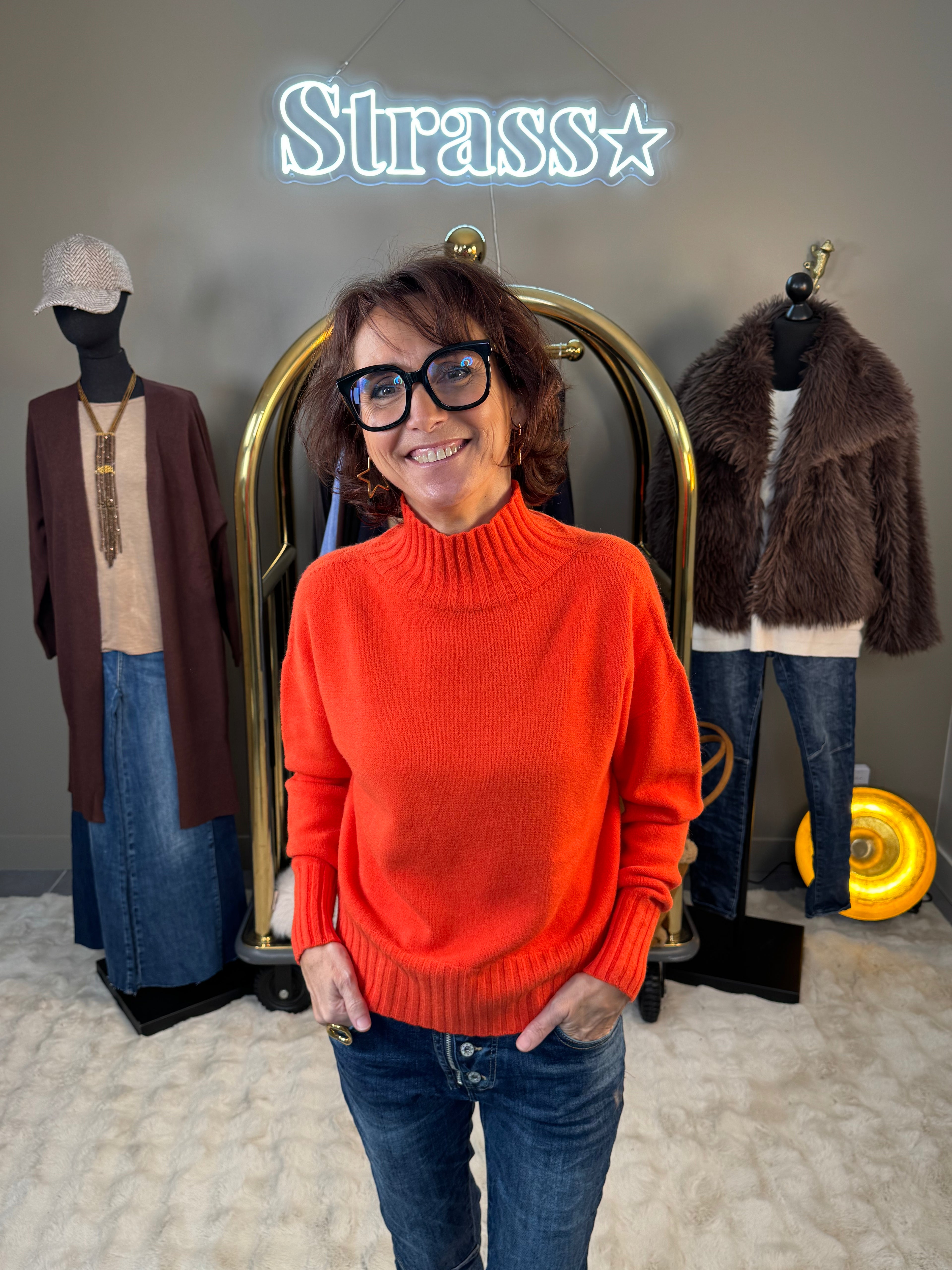 Pull Max Col Montant Orange