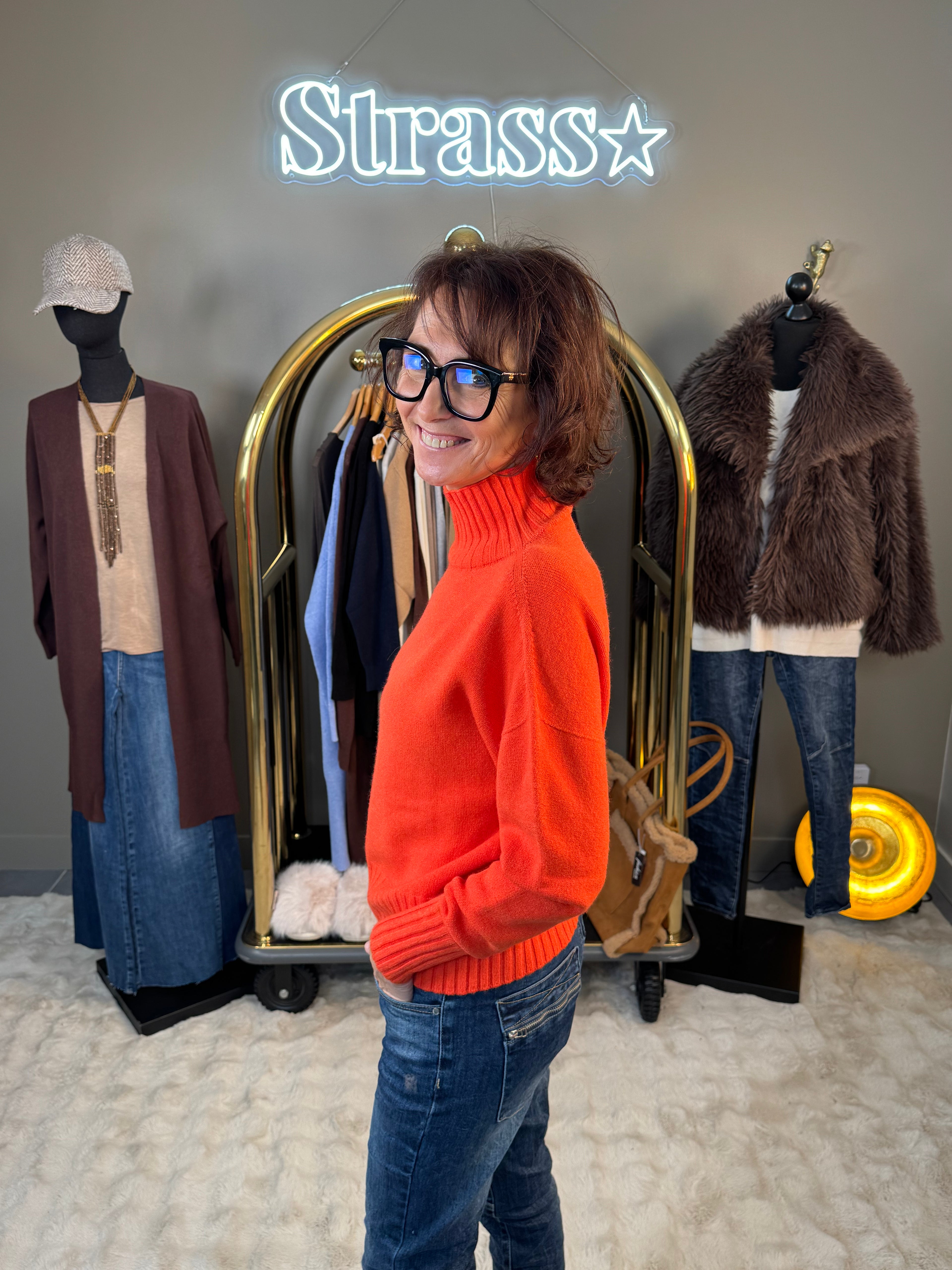 Pull Max Col Montant Orange