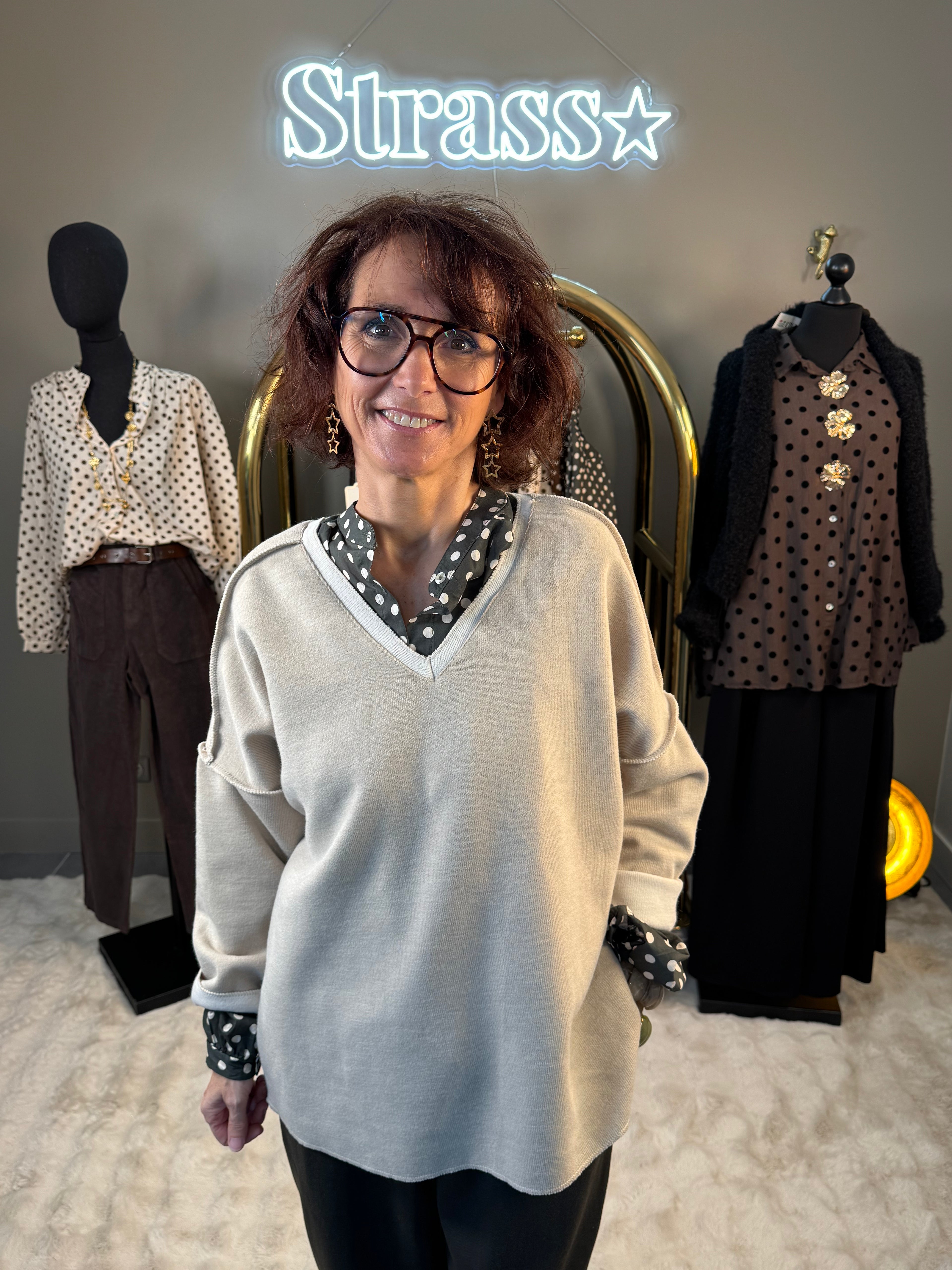 Sweat Coutures Apparentes Beige