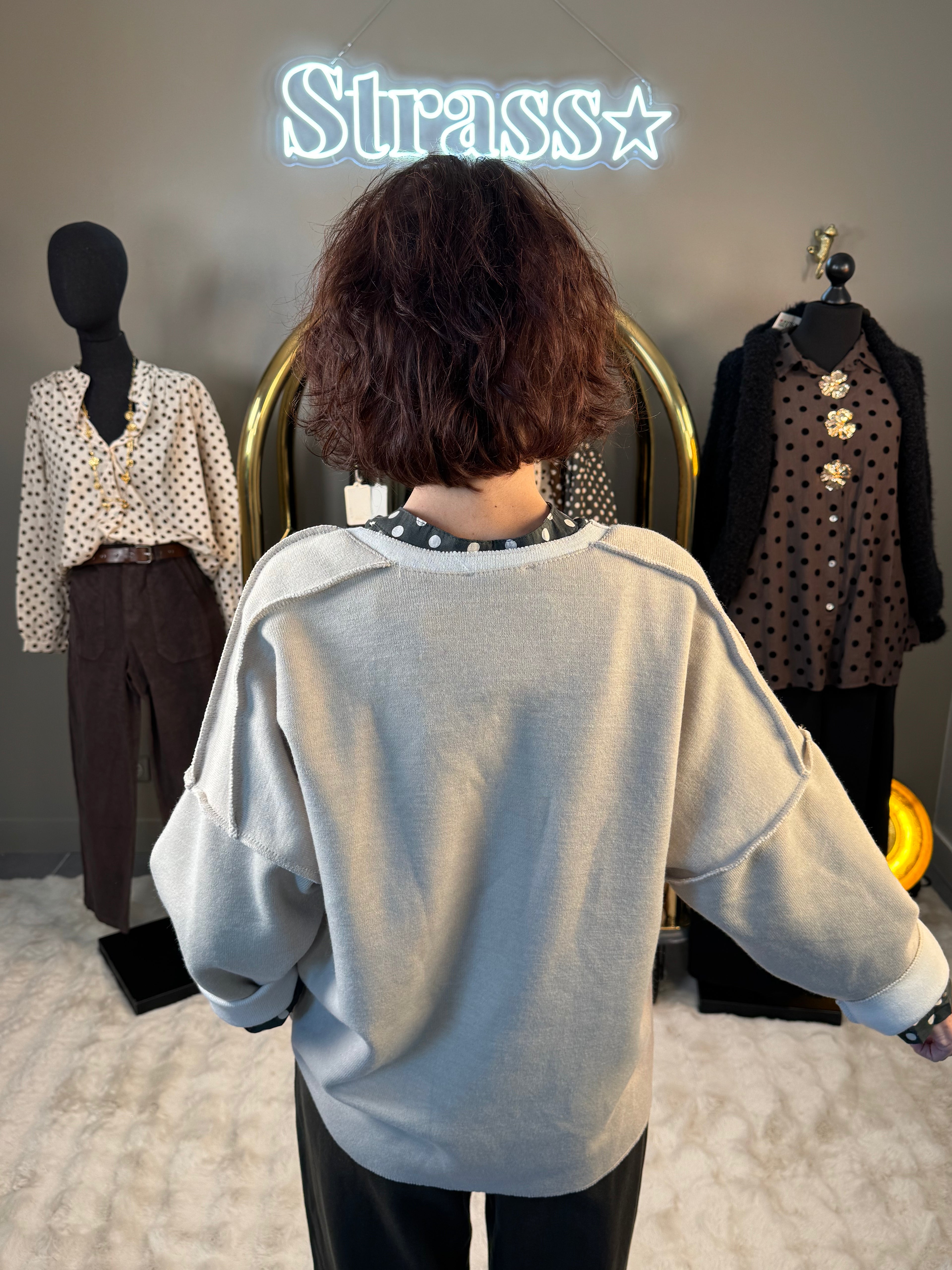 Sweat Coutures Apparentes Beige