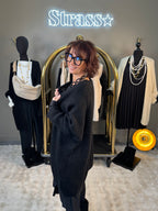 Gilet Bernadette Mi Long Noir