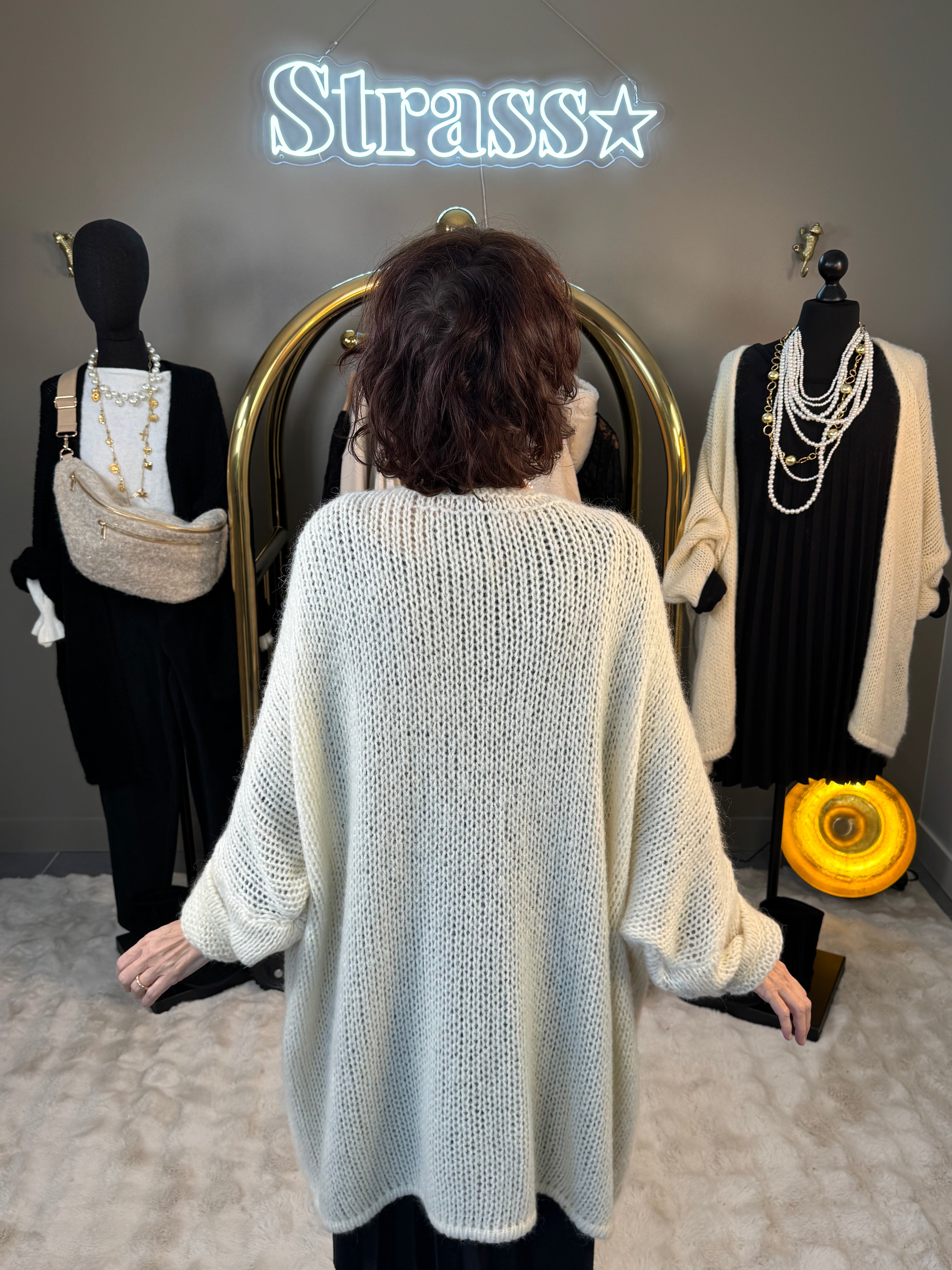 Gilet Bernadette Mi Long Écru