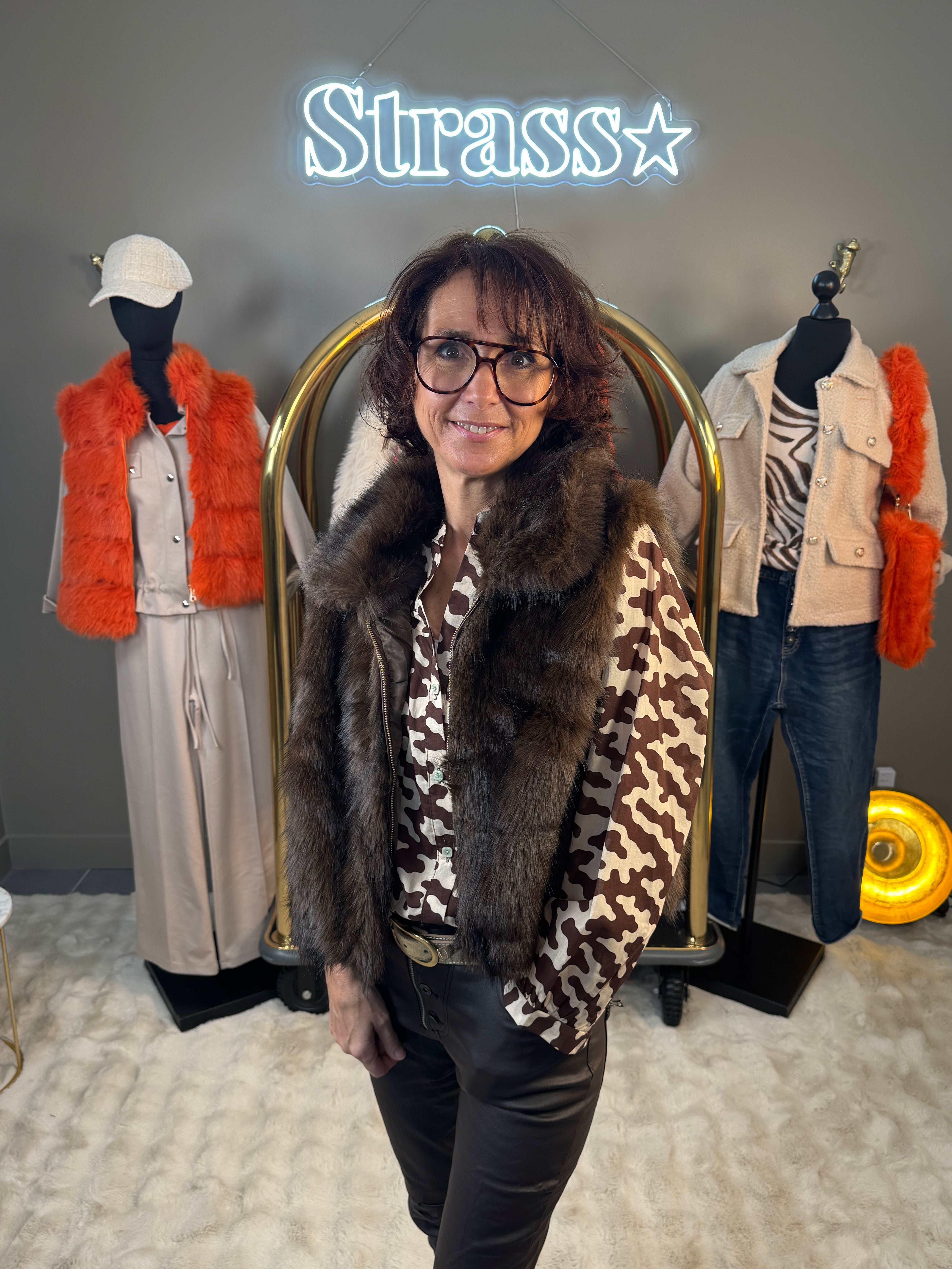 Gilet Sans Manche Marcel Fausse Fourrure Choco