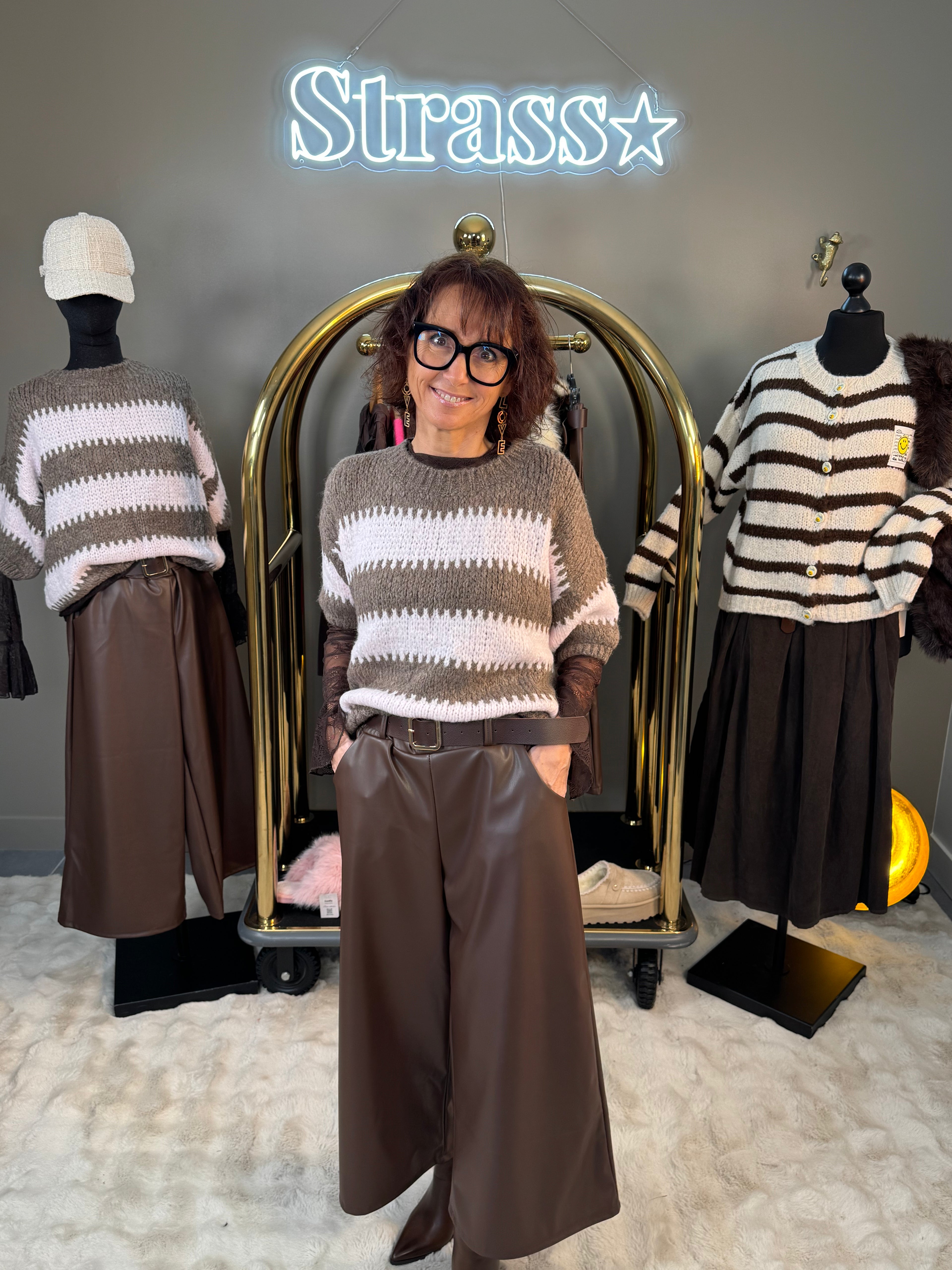 Pantalon 3/4 Simili Choco