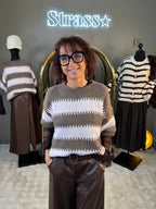 Pull Rayures Rose et Choco