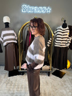 Pull Rayures Rose et Choco