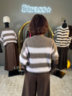 Pull Rayures Rose et Choco