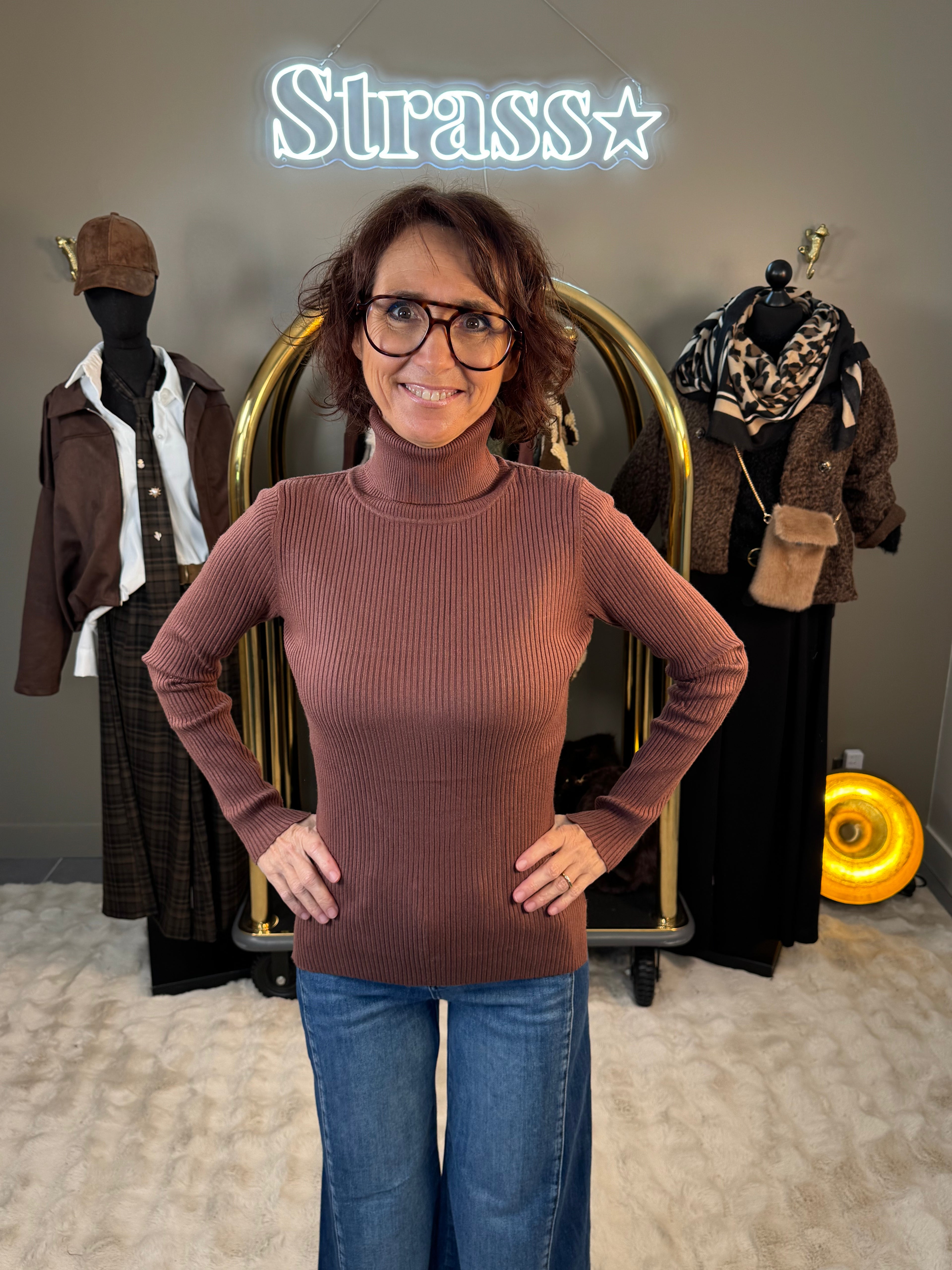 Pull Col Roulé Choco