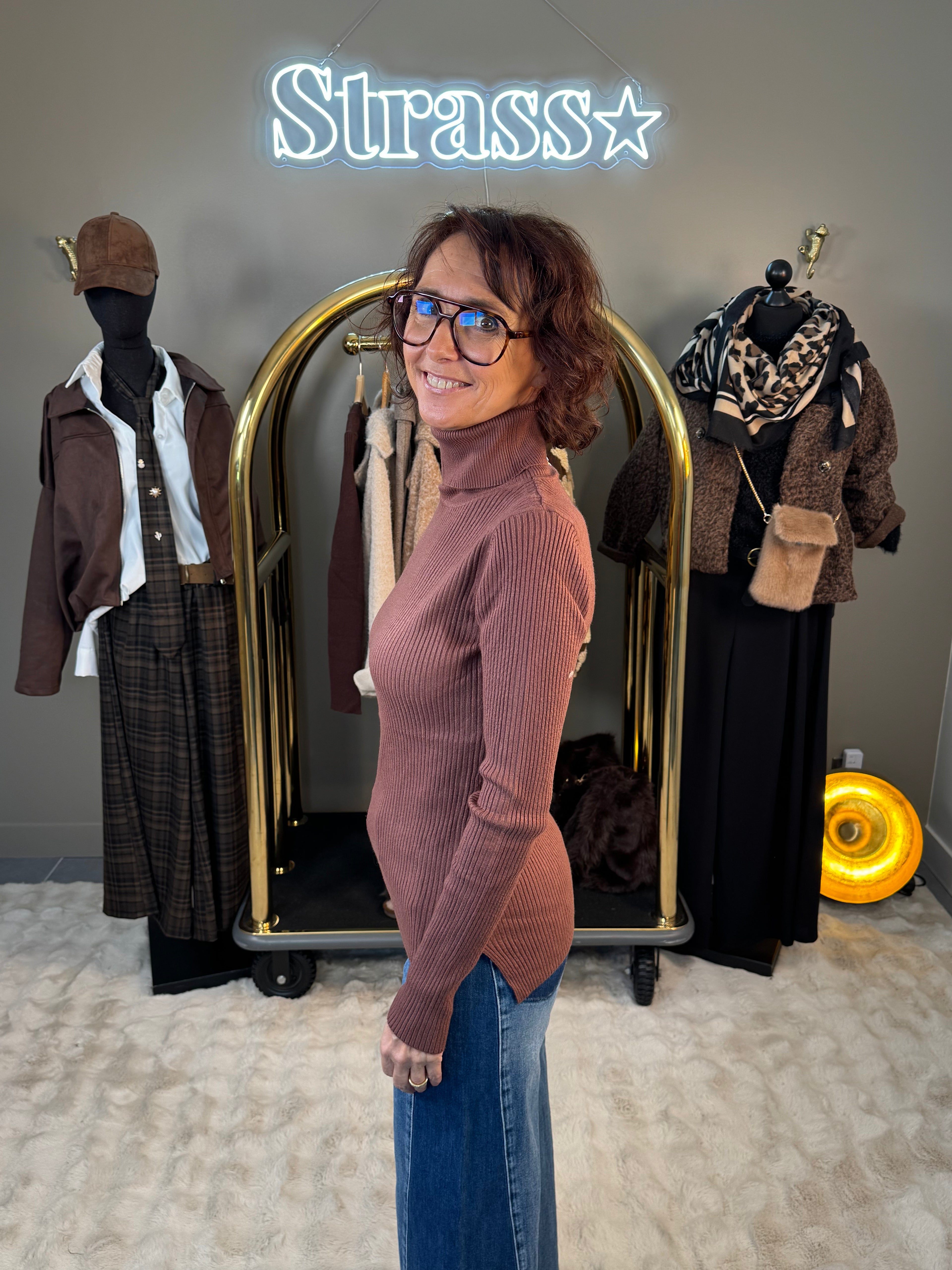 Pull Col Roulé Choco