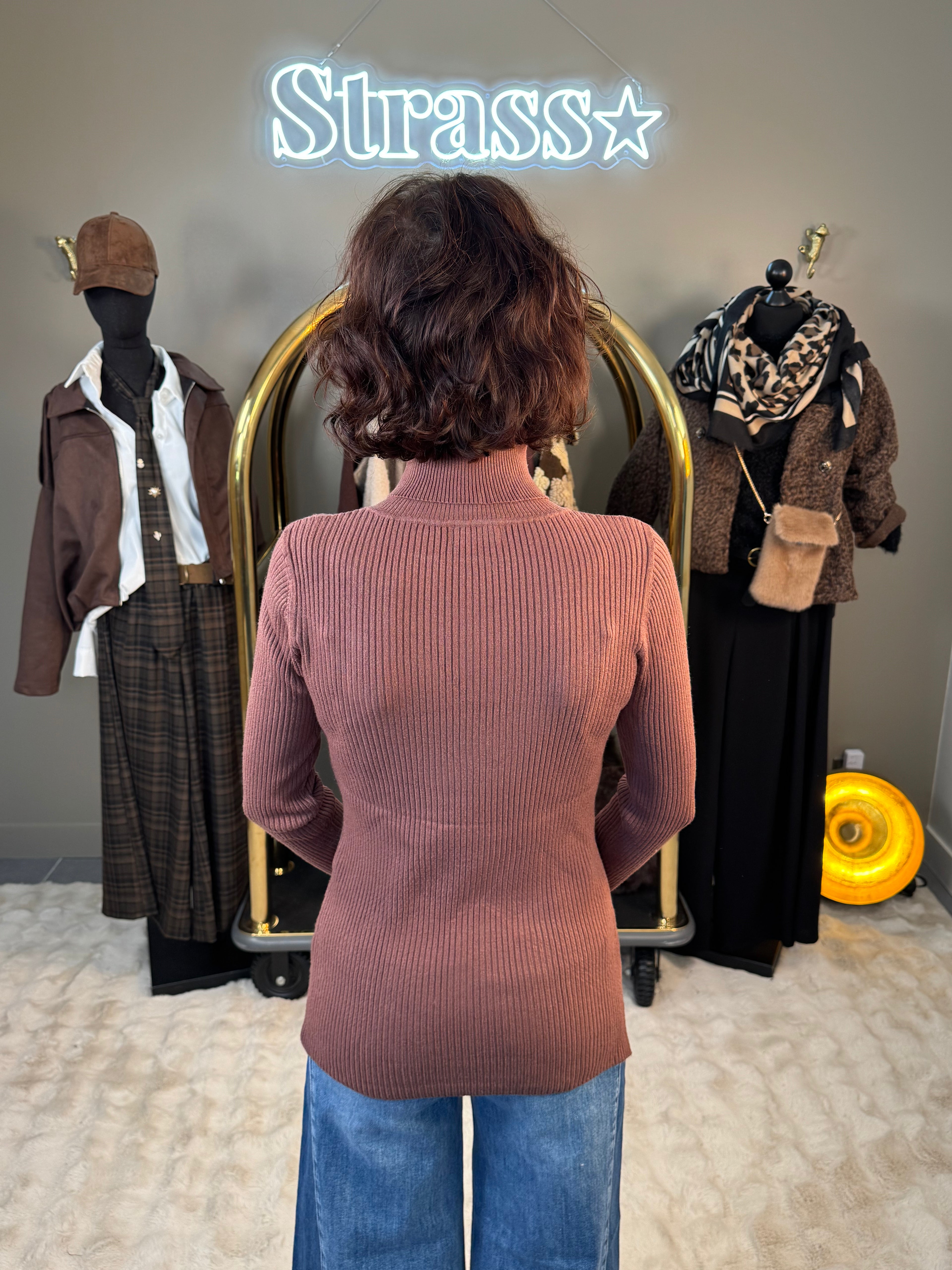 Pull Col Roulé Choco