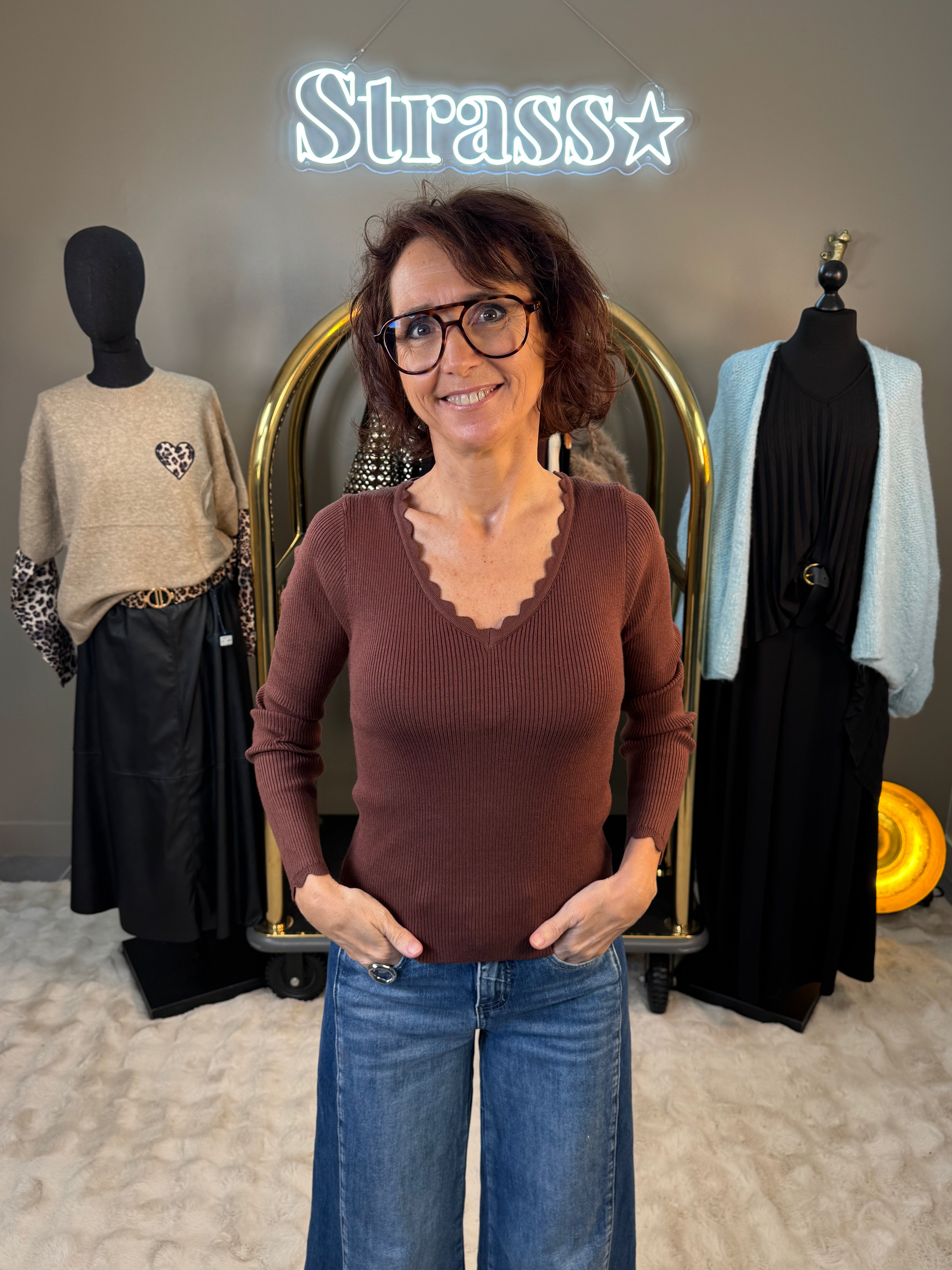 Pull V Chaussette Choco