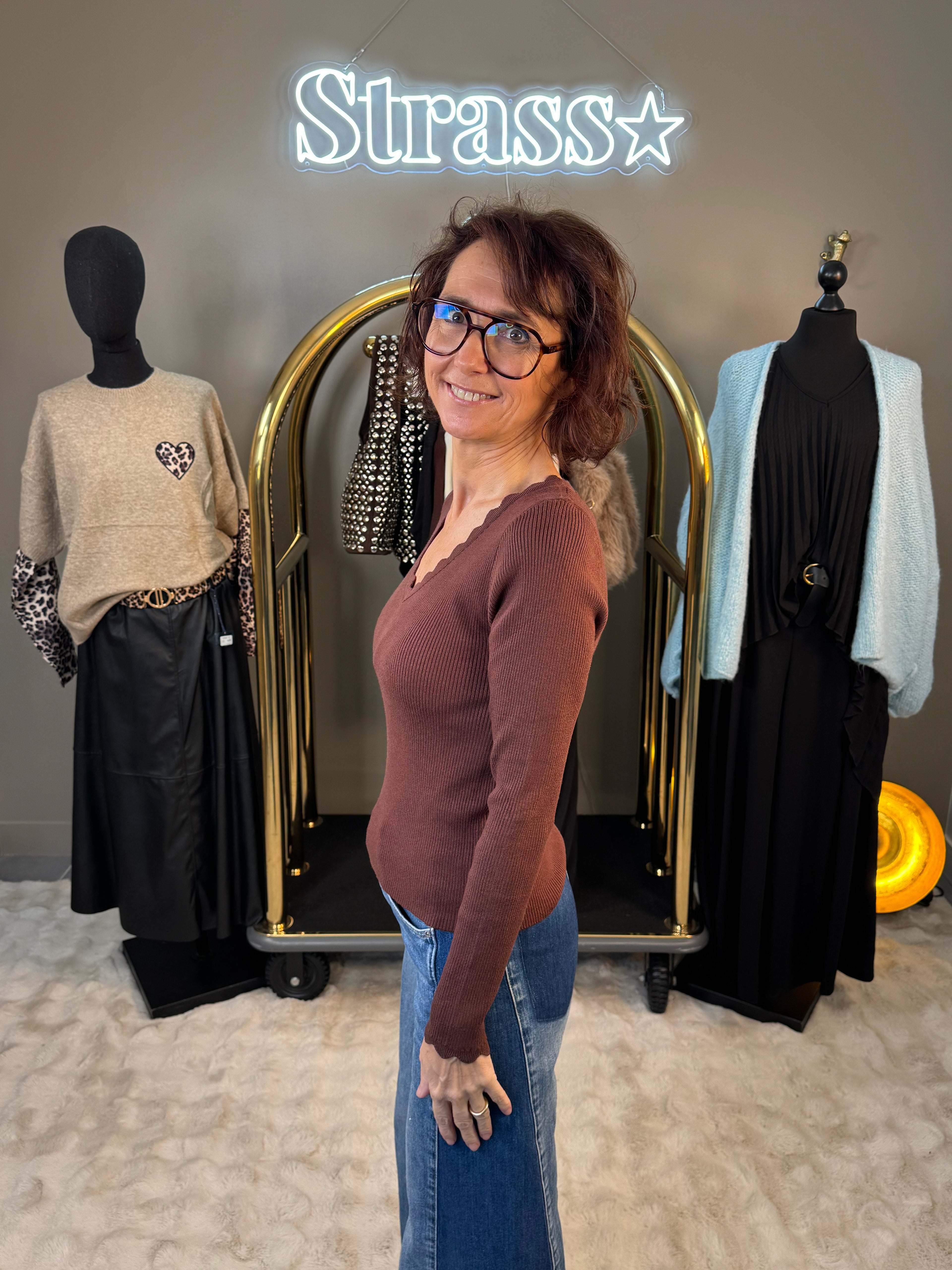 Pull V Chaussette Choco