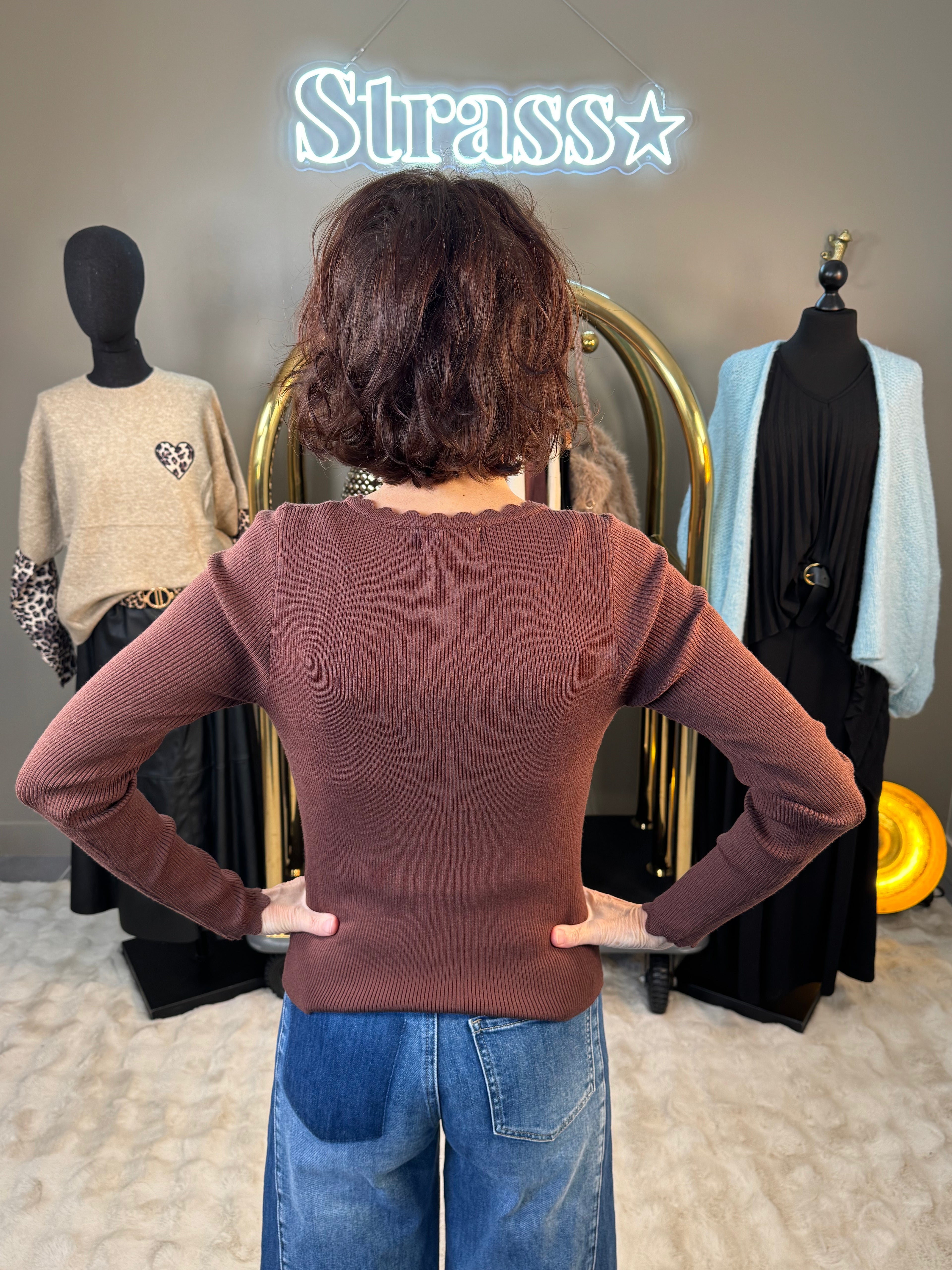 Pull V Chaussette Choco