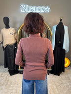 Pull Col Roulé Chaussette Choco