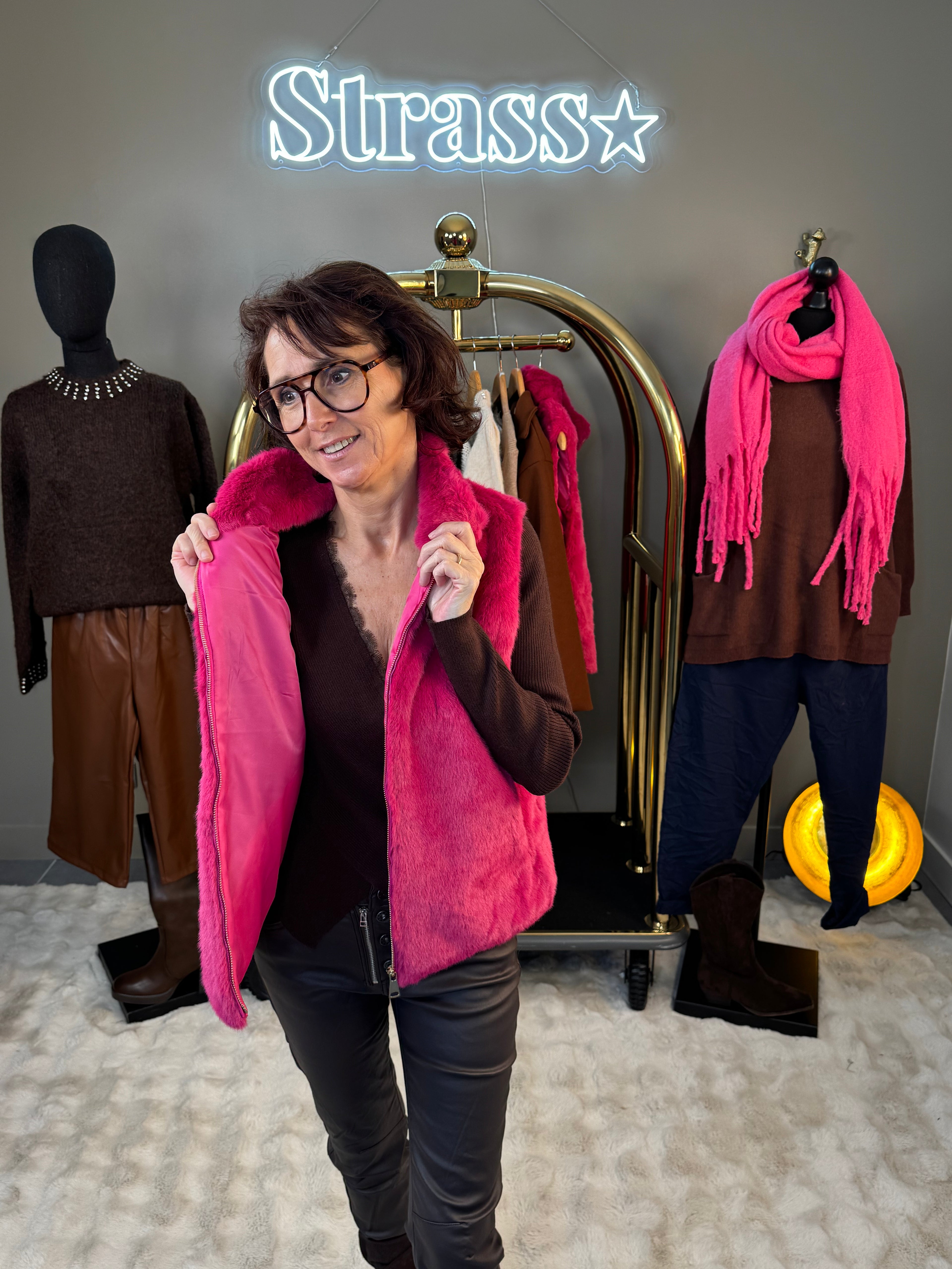 Veste sans manche Fausse Fourrure Claudia