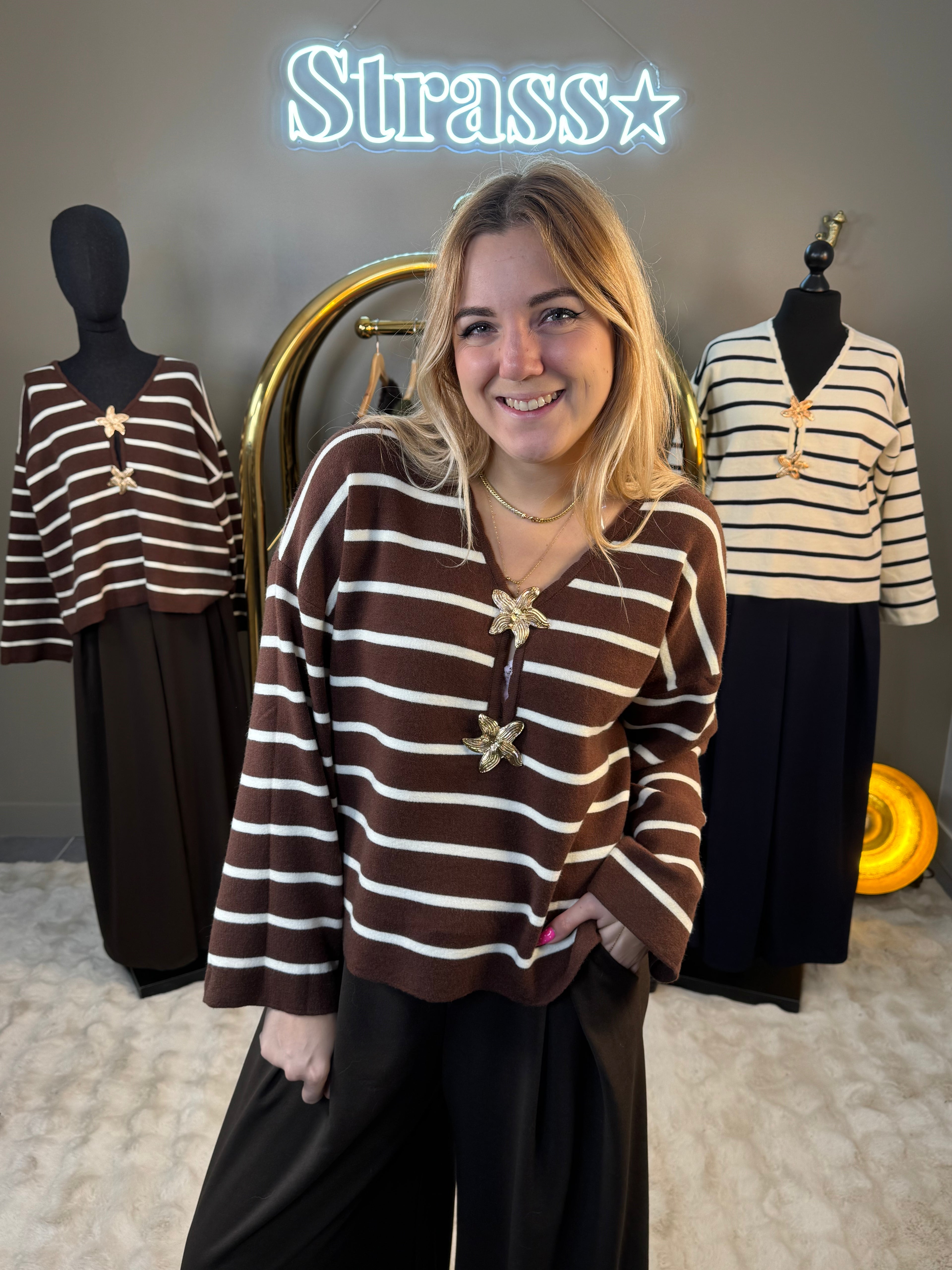 Pull Marinière Étoile De Mer Choco et Écru