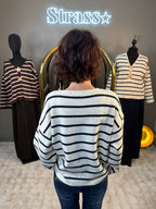 Pull Marinière Étoile De Mer Écru et Bleu Marine