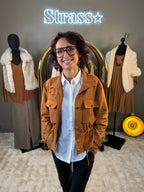 Veste Suédine Cognac