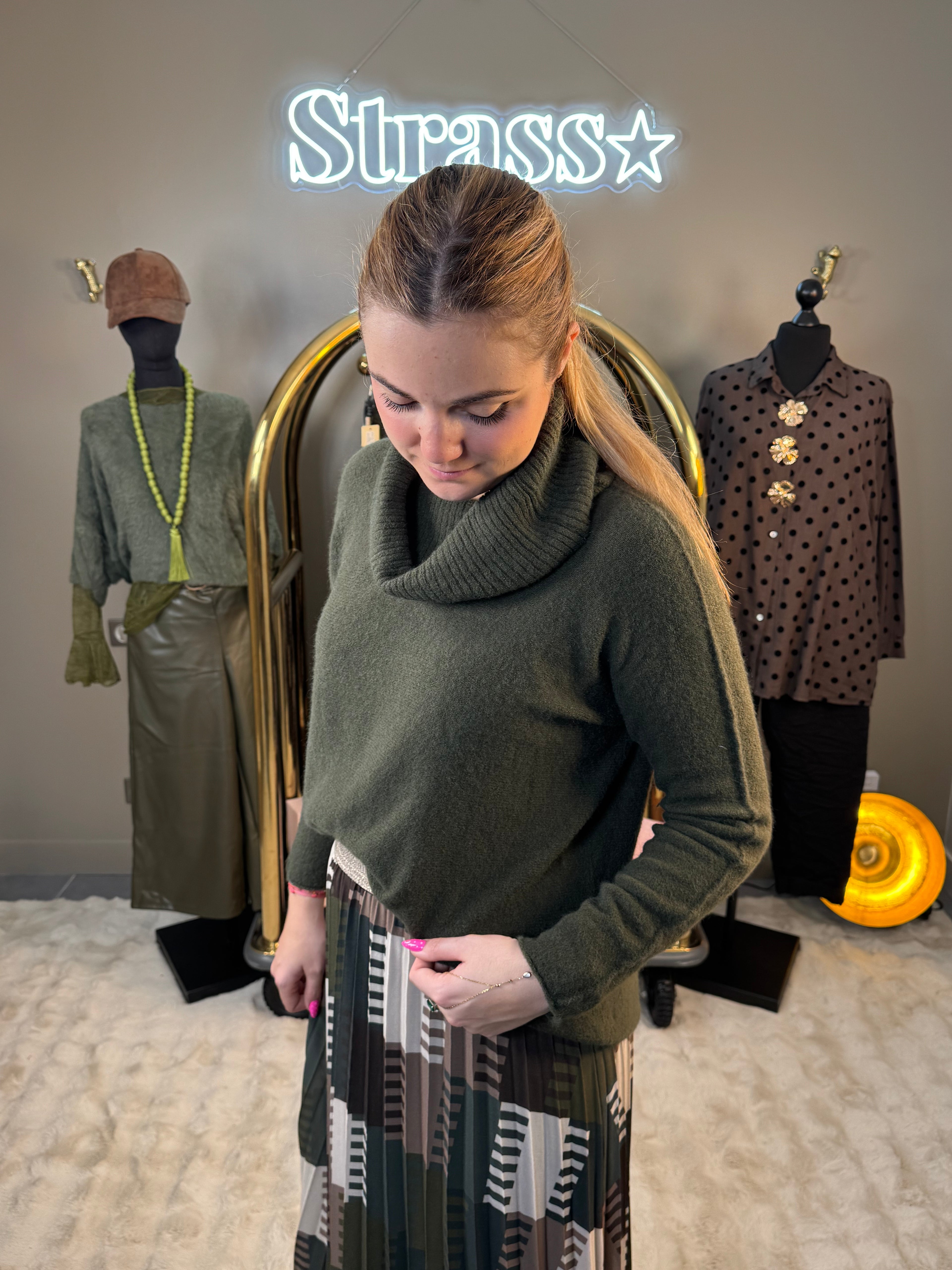 Pull Col Bénitier Kaki