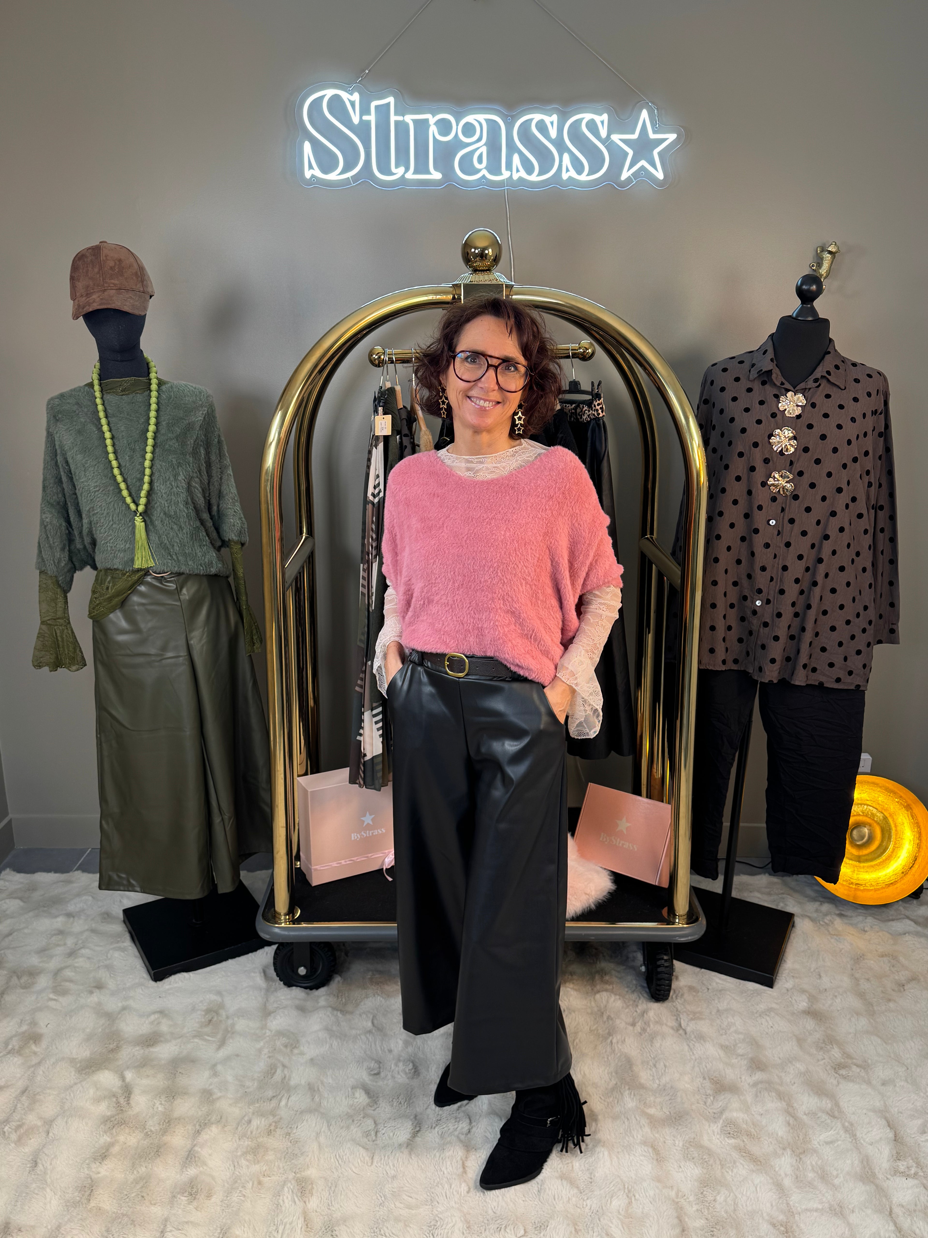 Pantalon 3/4 Simili Noir