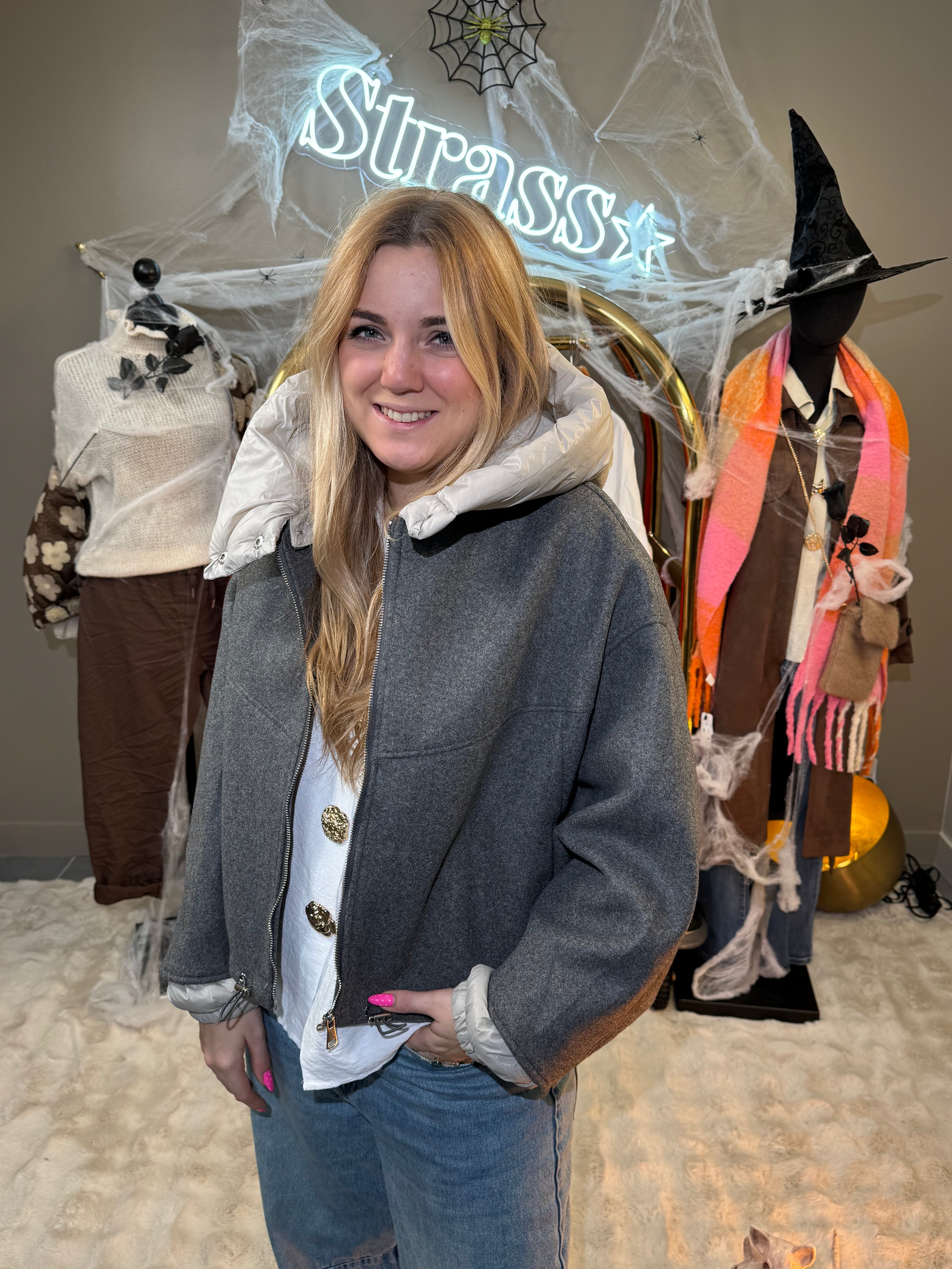 Manteau Lady Gris et Beige