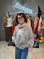 Pull Écharpe Étoiles Perles Beige