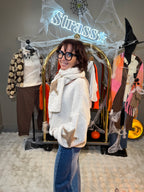 Pull Écharpe Étoiles Perles Écru