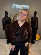 Top Paillettes Noeud Noeud Choco