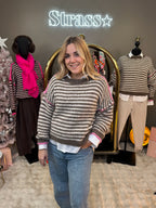 Pull Sofia Rayé Taupe