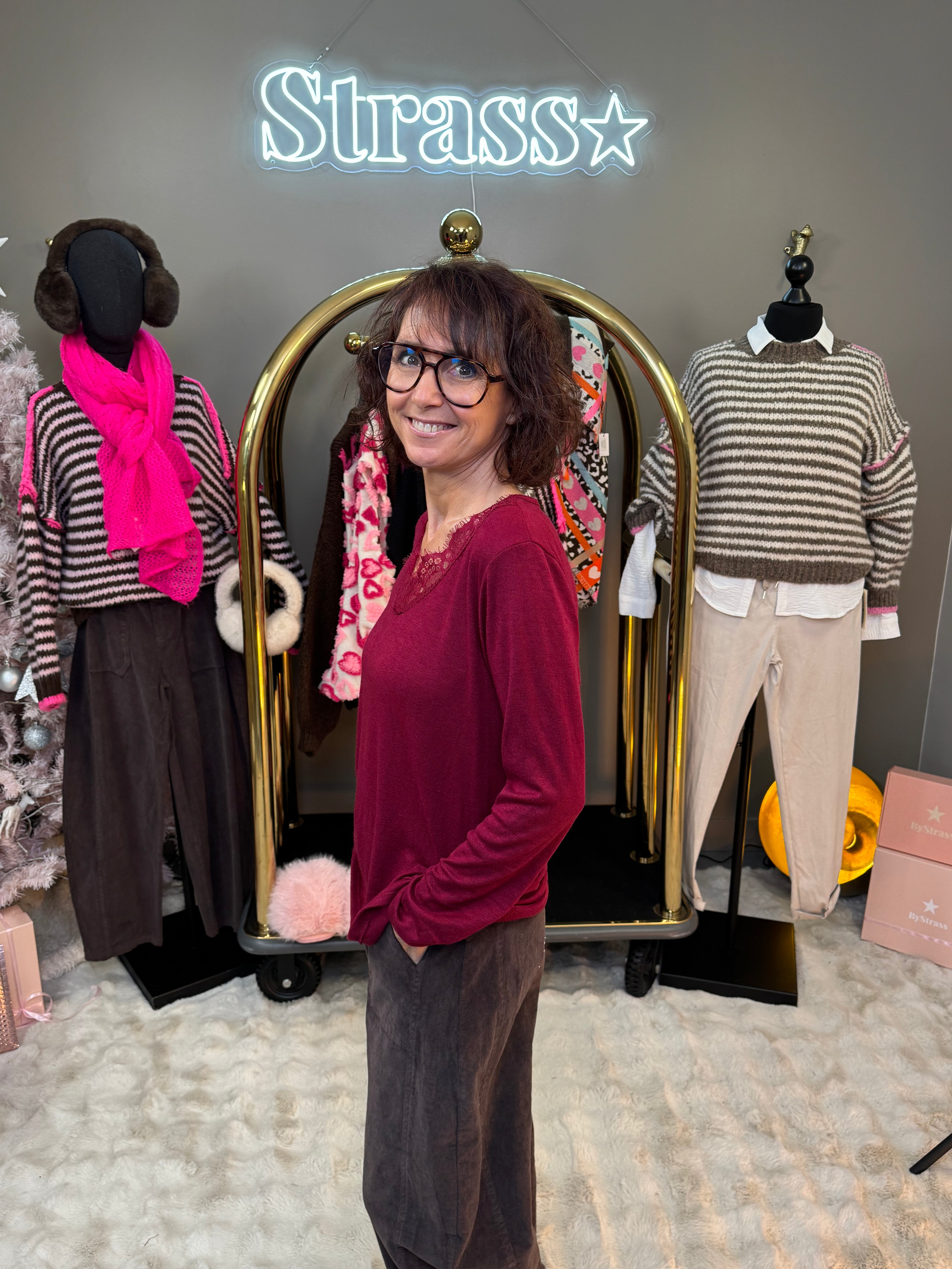 Top Chaud Chaud Dentelle Bordeaux