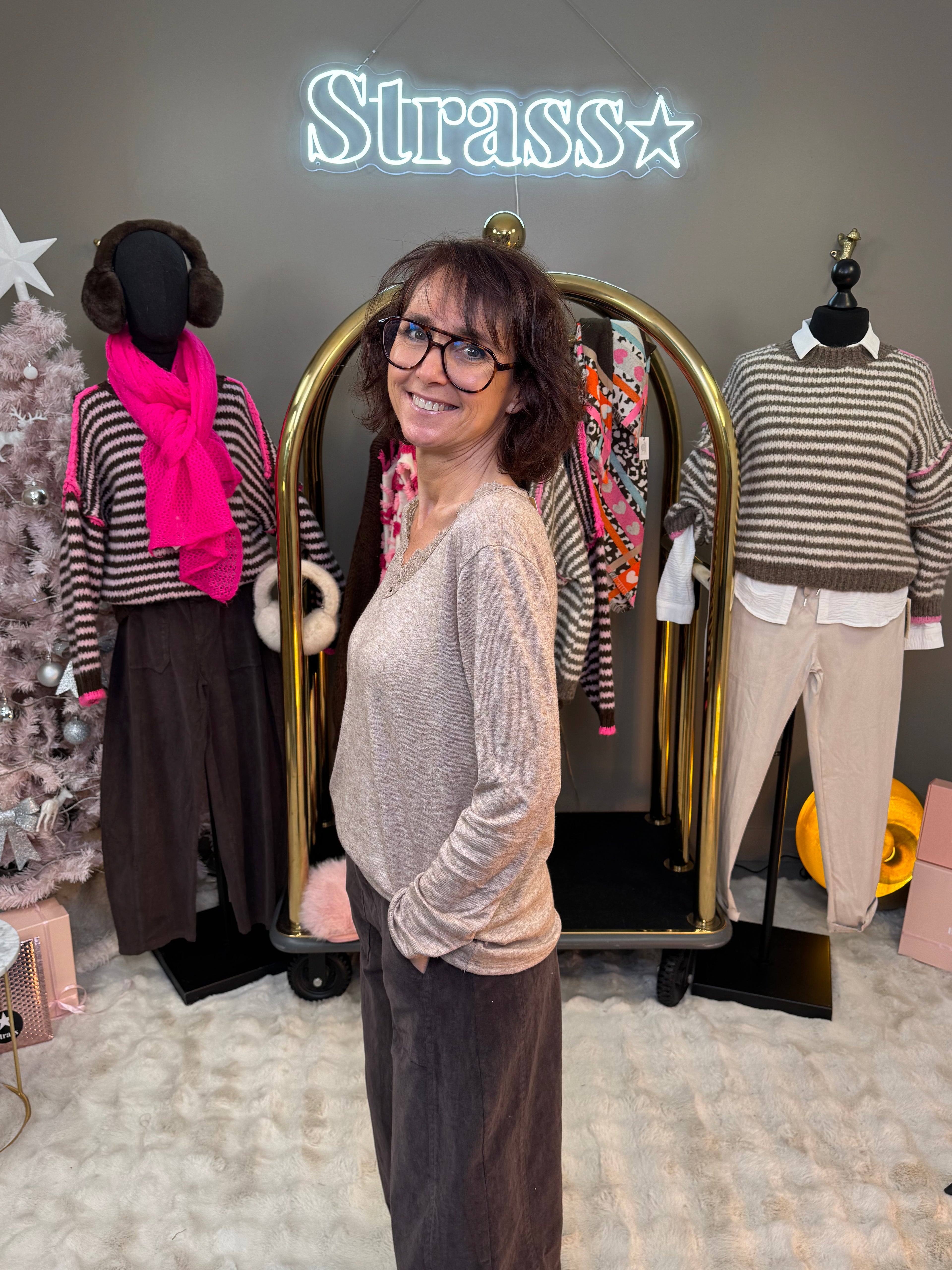 Top Chaud Chaud Dentelle Taupe