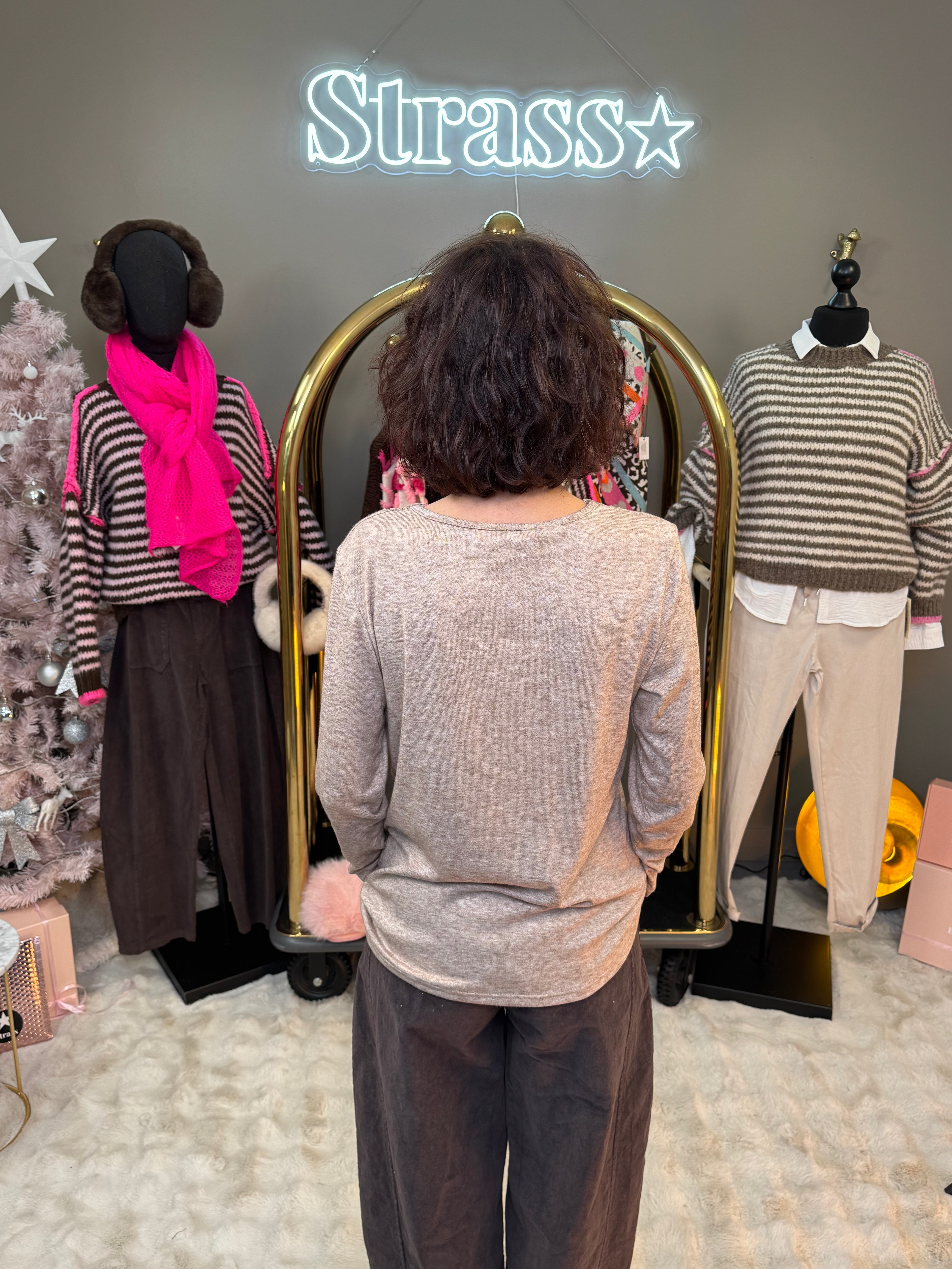 Top Chaud Chaud Dentelle Taupe