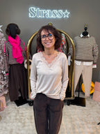 Top Chaud Chaud Dentelle Beige