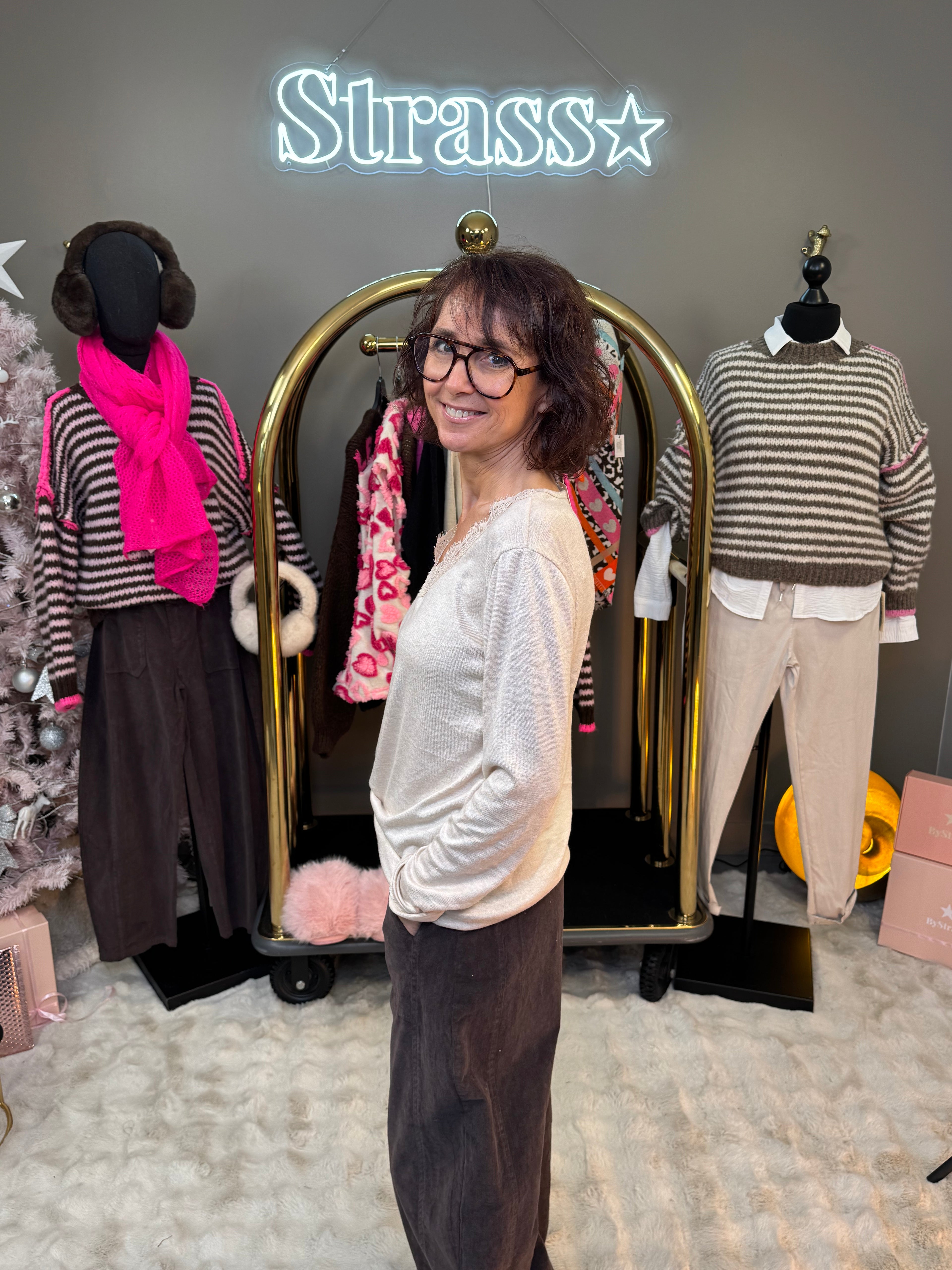 Top Chaud Chaud Dentelle Beige