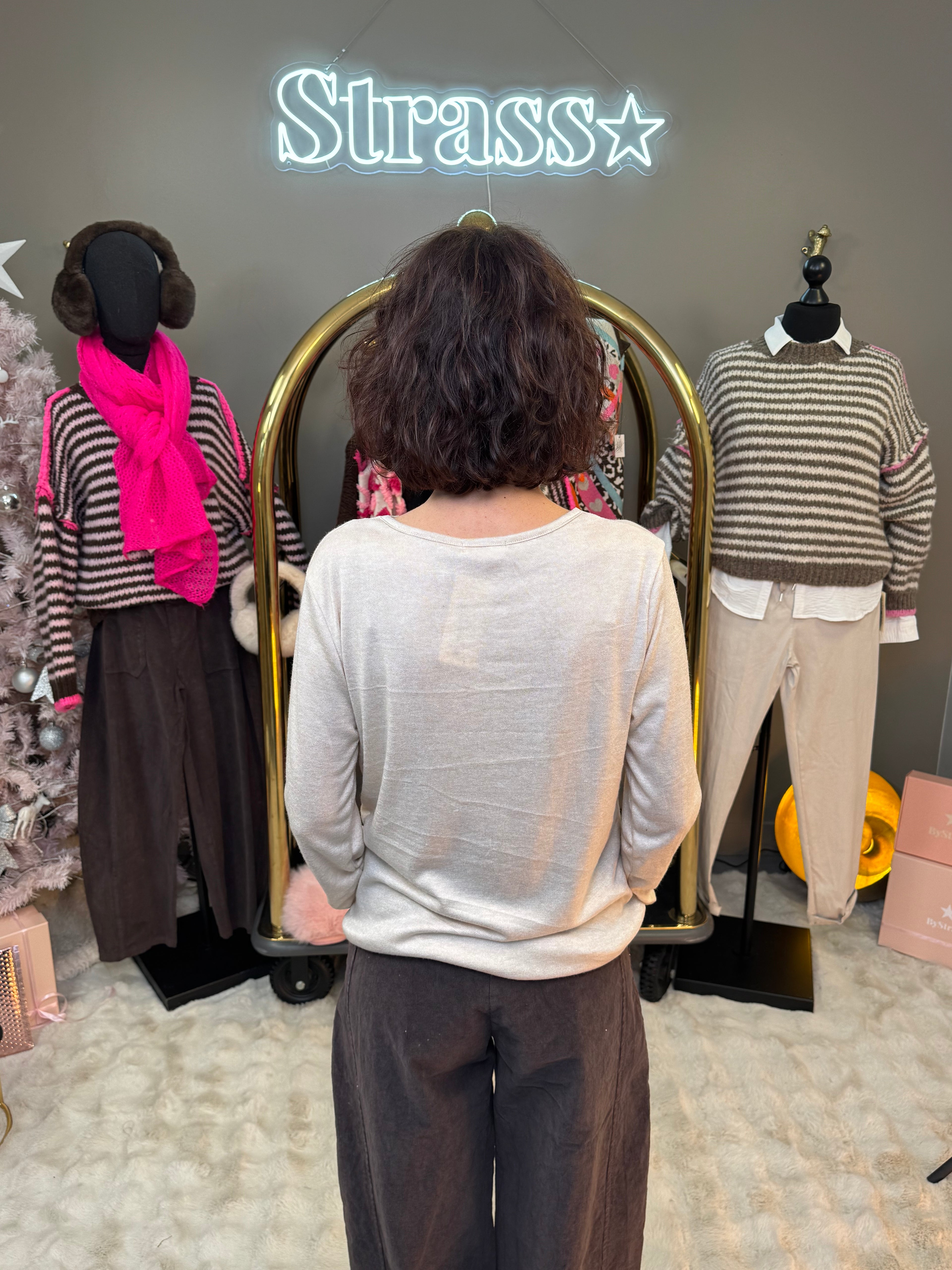 Top Chaud Chaud Dentelle Beige