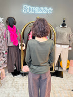 Top Chaud Chaud Dentelle Kaki