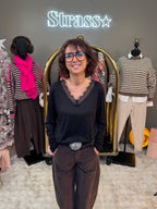 (PRÉ COMMANDE) Top Chaud Chaud Dentelle Noir