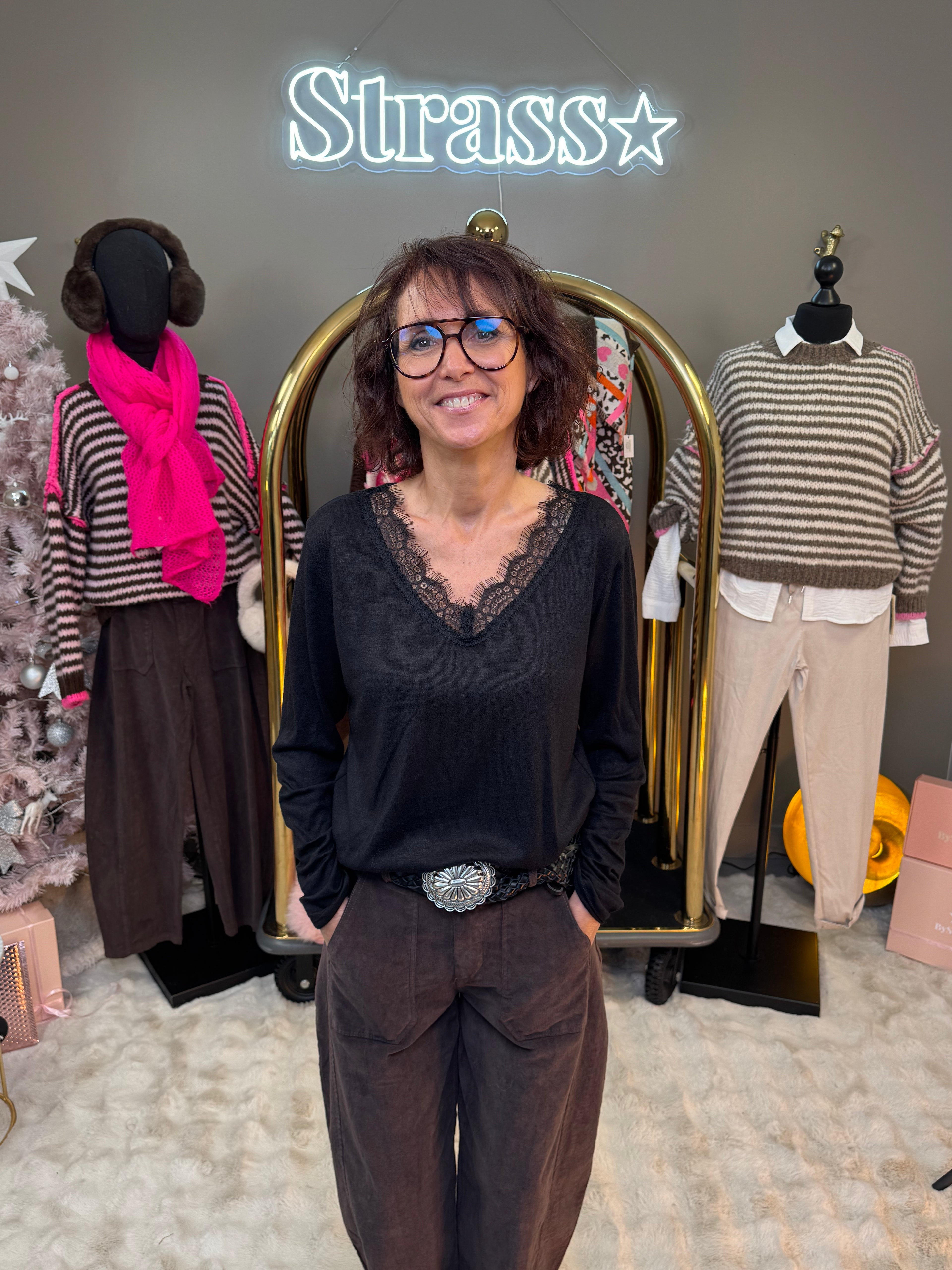 Top Chaud Chaud Dentelle Noir